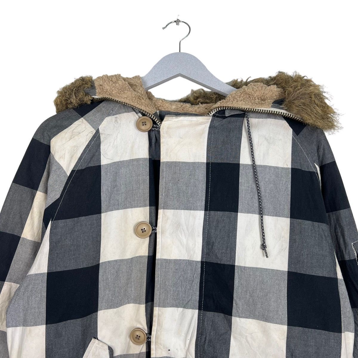 Vintage 🔥 VINTAGE WOOLRICH CHECKER FAUX FUR TRIM BOMBER JACKET Size US M / EU 48-50 / 2 - 4 Thumbnail