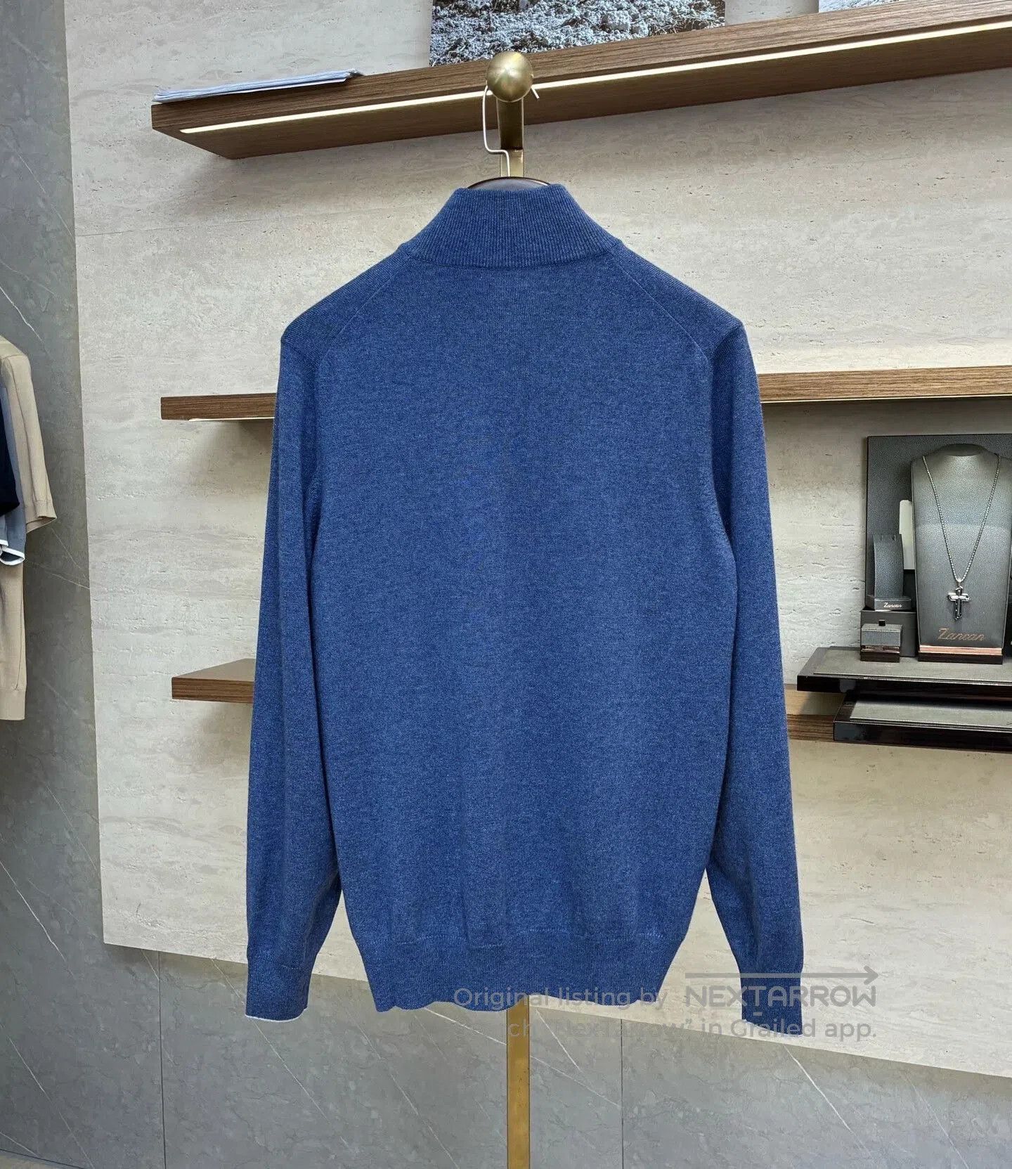 Brunello Cucinelli Blue Cashmere Zip Cardigan by Brunello Cucinelli. Size US M / EU 48-50 / 2 - 2 Thumbnail