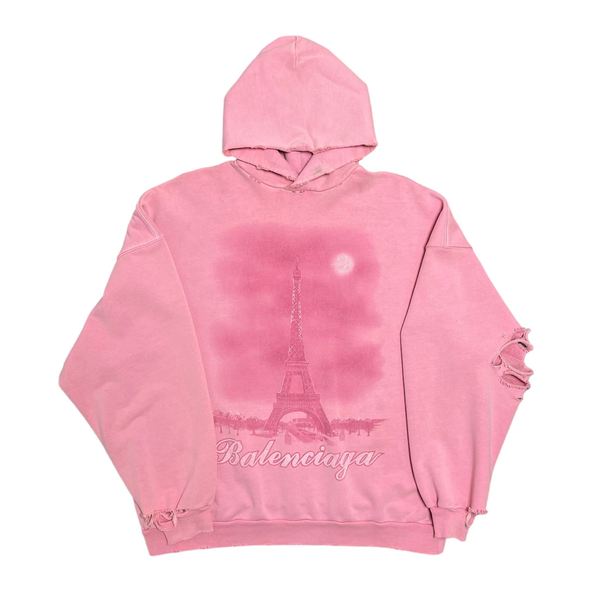 Pre-owned Balenciaga Paris Moon Oversized Hooded Sweatshirt Light Pink