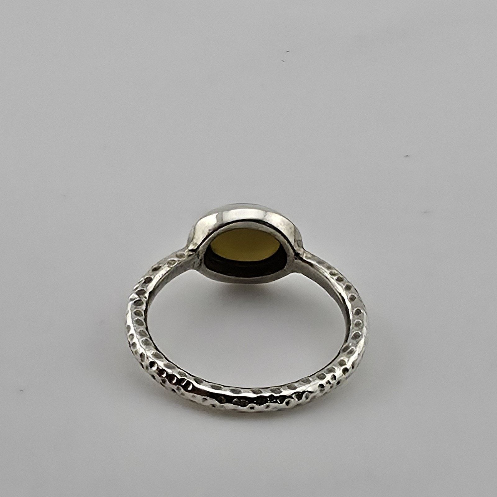 Other Sterling Silver 925 Amber Cabochon Ring Hammered Band 7.5 Size ONE SIZE - 8 Thumbnail