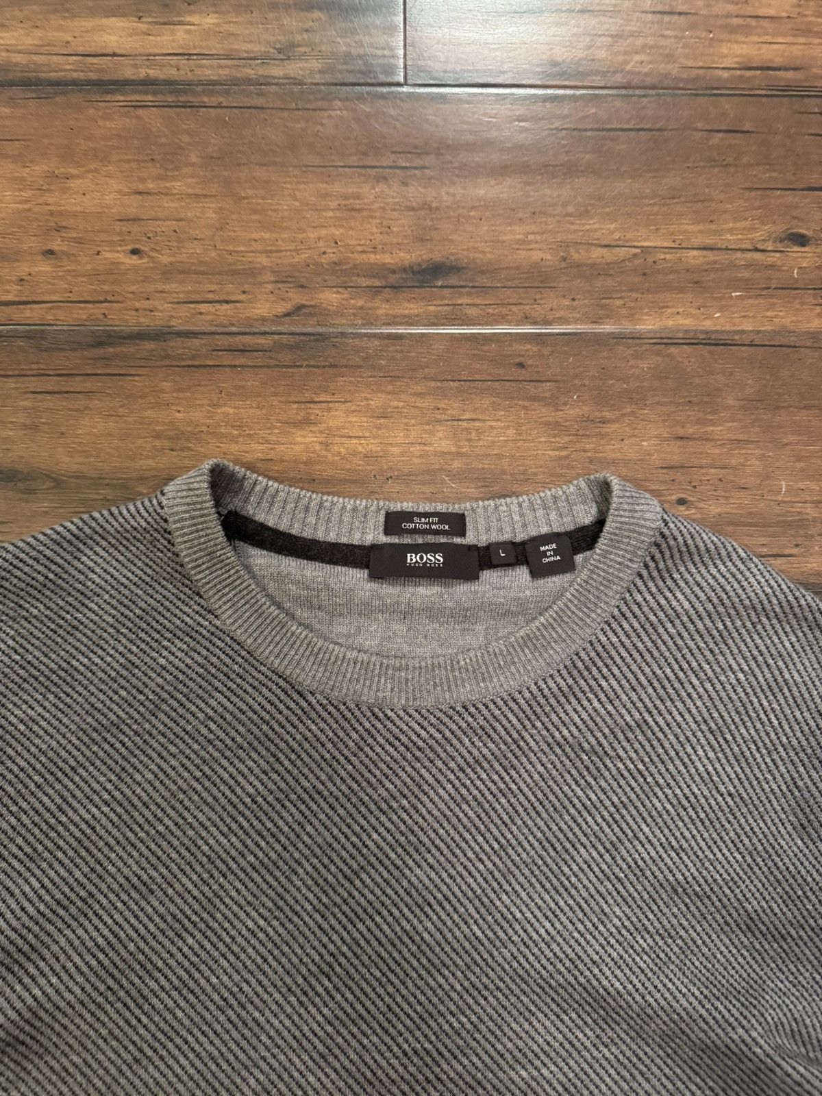 Hugo Boss Grey Hugo Boss Slim Fit Cotton Wool Sweater Size US L / EU 52-54 / 3 - 4 Thumbnail