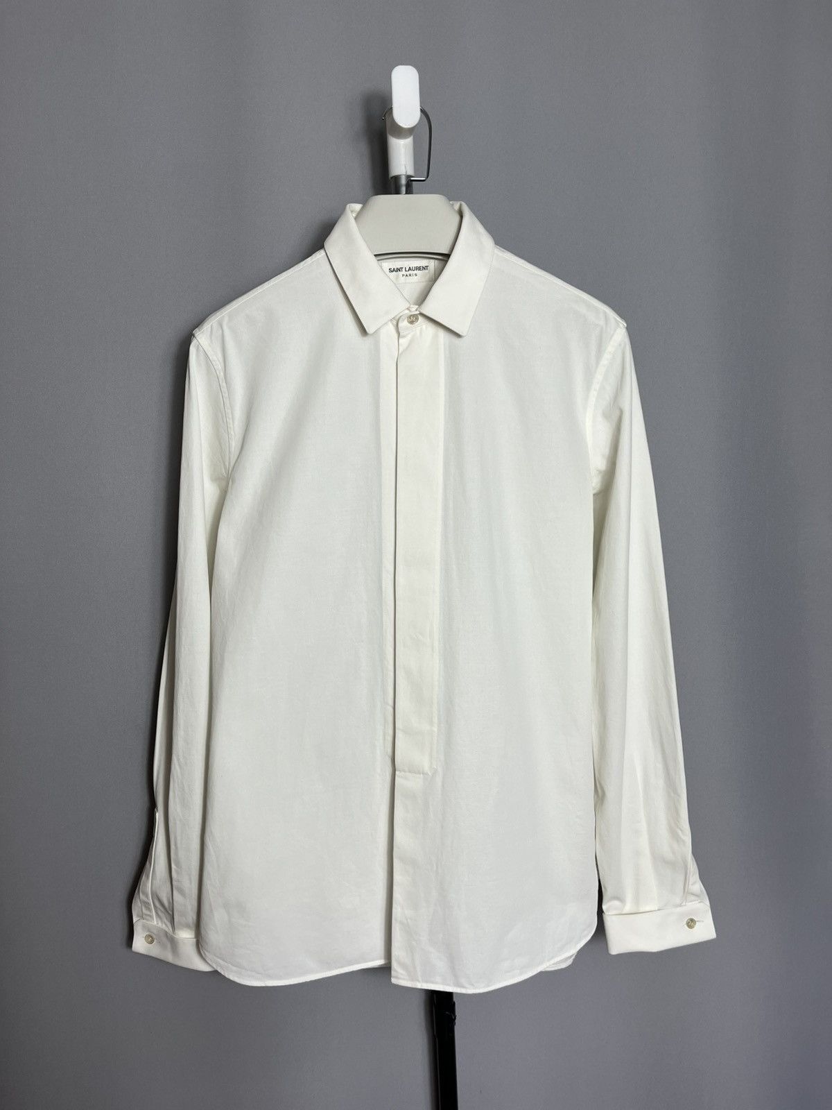 Saint Laurent Paris SAINT LAURENT Paris Beige Mens Cotton Button Up Shirt Size US M / EU 48-50 / 2 - 1 Thumbnail