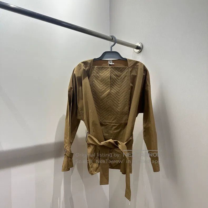 Hermes Hermes Khaki tie-waist long-sleeved shirt Size XXS / US 00 / IT 34 - 1 Thumbnail