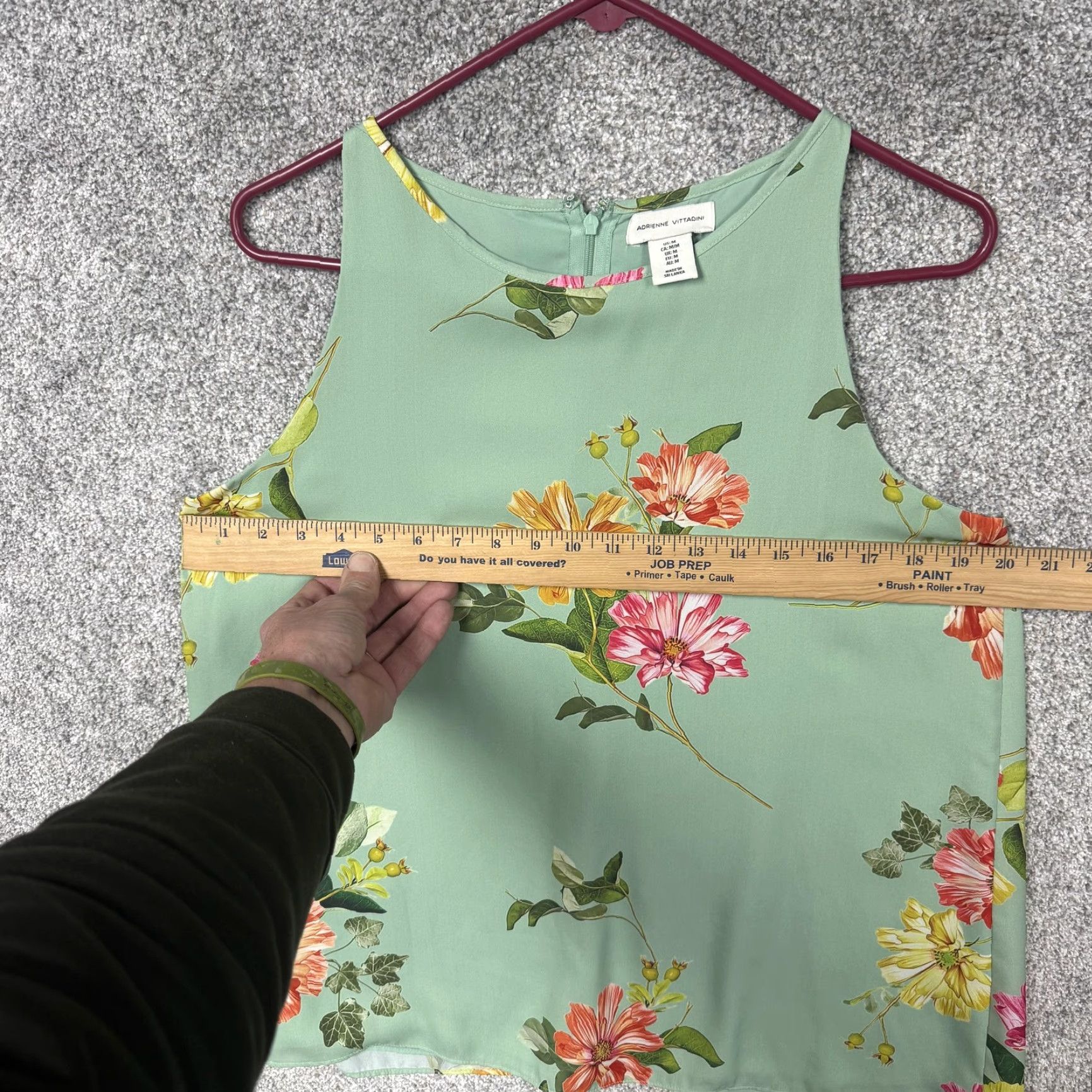 Vintage Adrienne Vittadini Blouse Womens M Mint Green Floral Sleeveless Cottagecore Boho Size M / US 6-8 / IT 42-44 - 3 Thumbnail