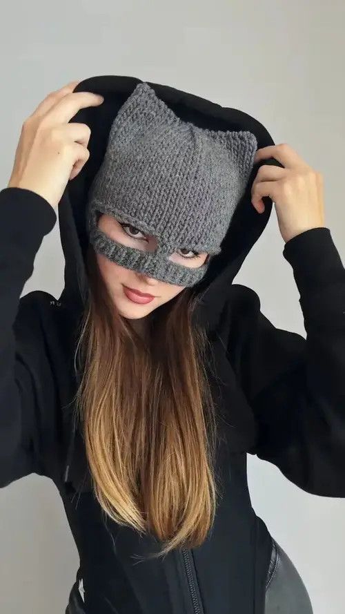 Other Bear ski mask . Winter balaclava . Ears hat knitted handmade Size ONE SIZE - 2 Thumbnail