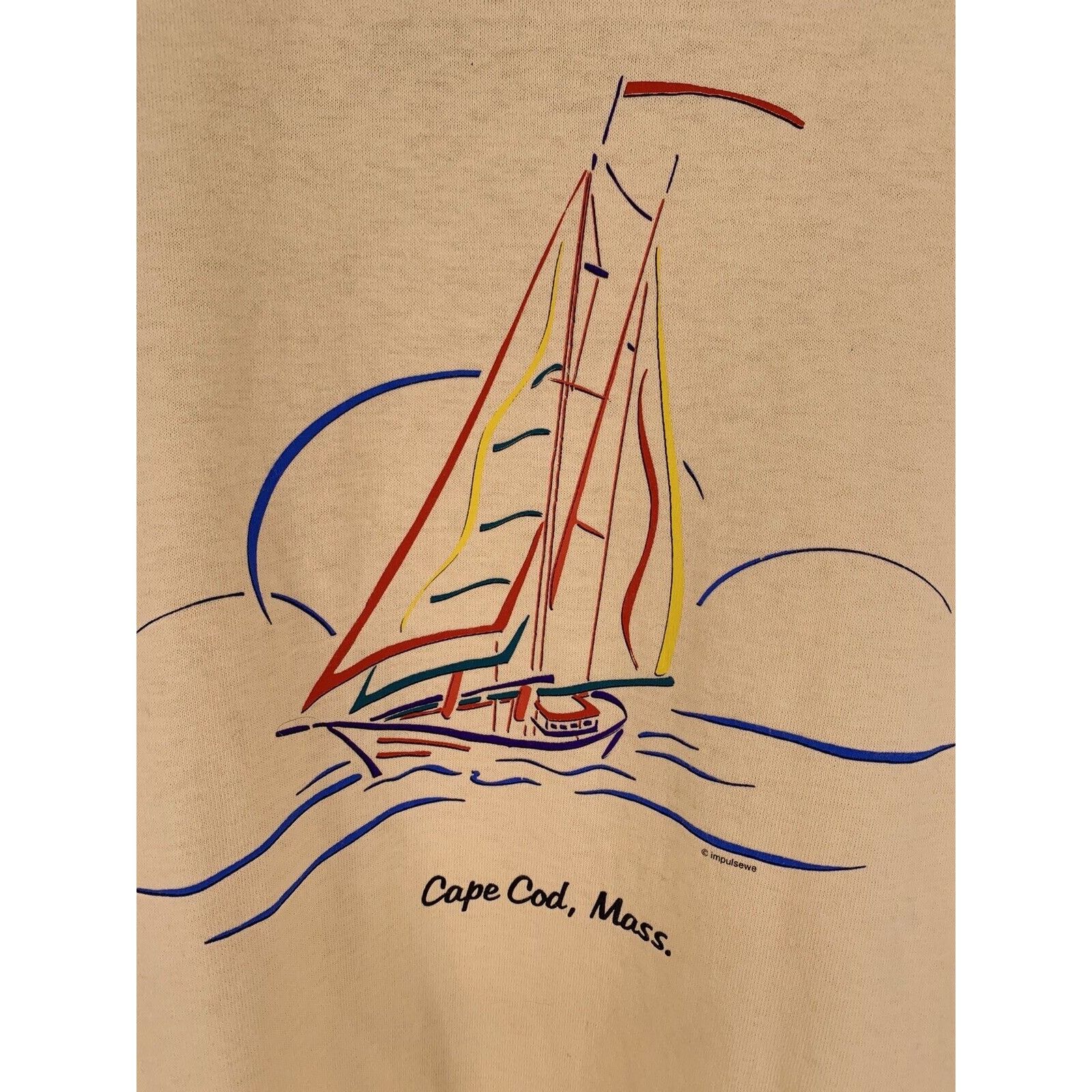 Anvil Vintage Y2K Anvil T-Shirt CAPE COD, MASS Sailboat Yellow XL Size US XL / EU 56 / 4 - 3 Thumbnail