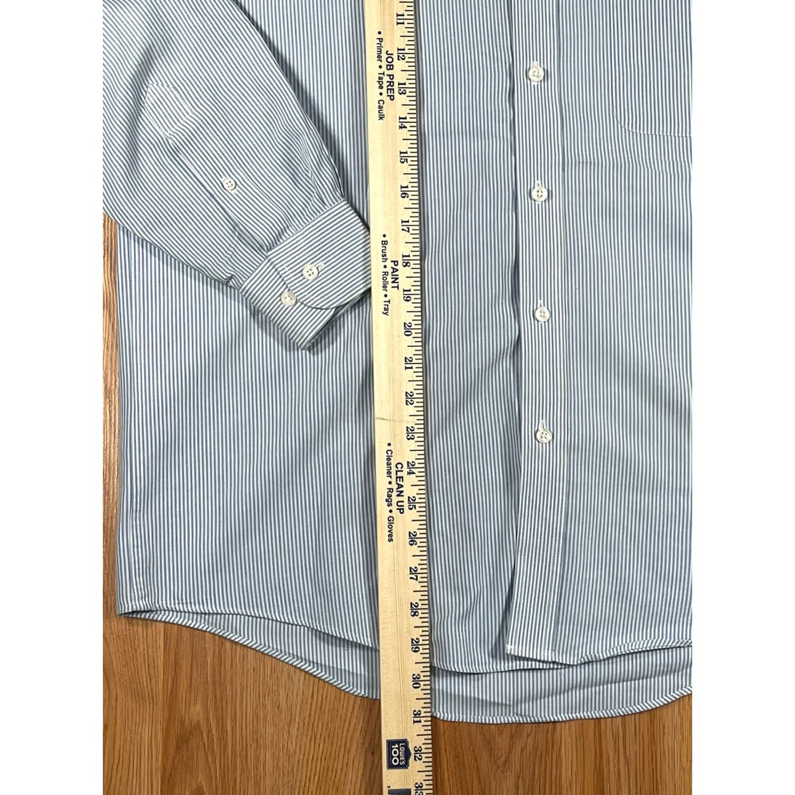 Enro ENRO Button-Down Dress Shirt Mens 16 34-35 Blue White Striped Long Sleeve Shirt Mens Colorful Multicolor Casual Workwear Size 42R - 4 Thumbnail