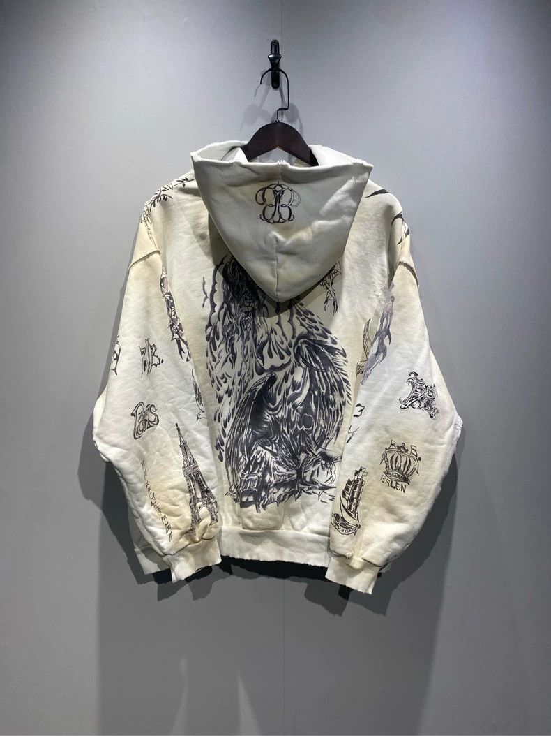 Balenciaga Balenciaga Tattoo Aged White Graffiti Zip-Up Hoodie Size US L / EU 52-54 / 3 - 2 Thumbnail