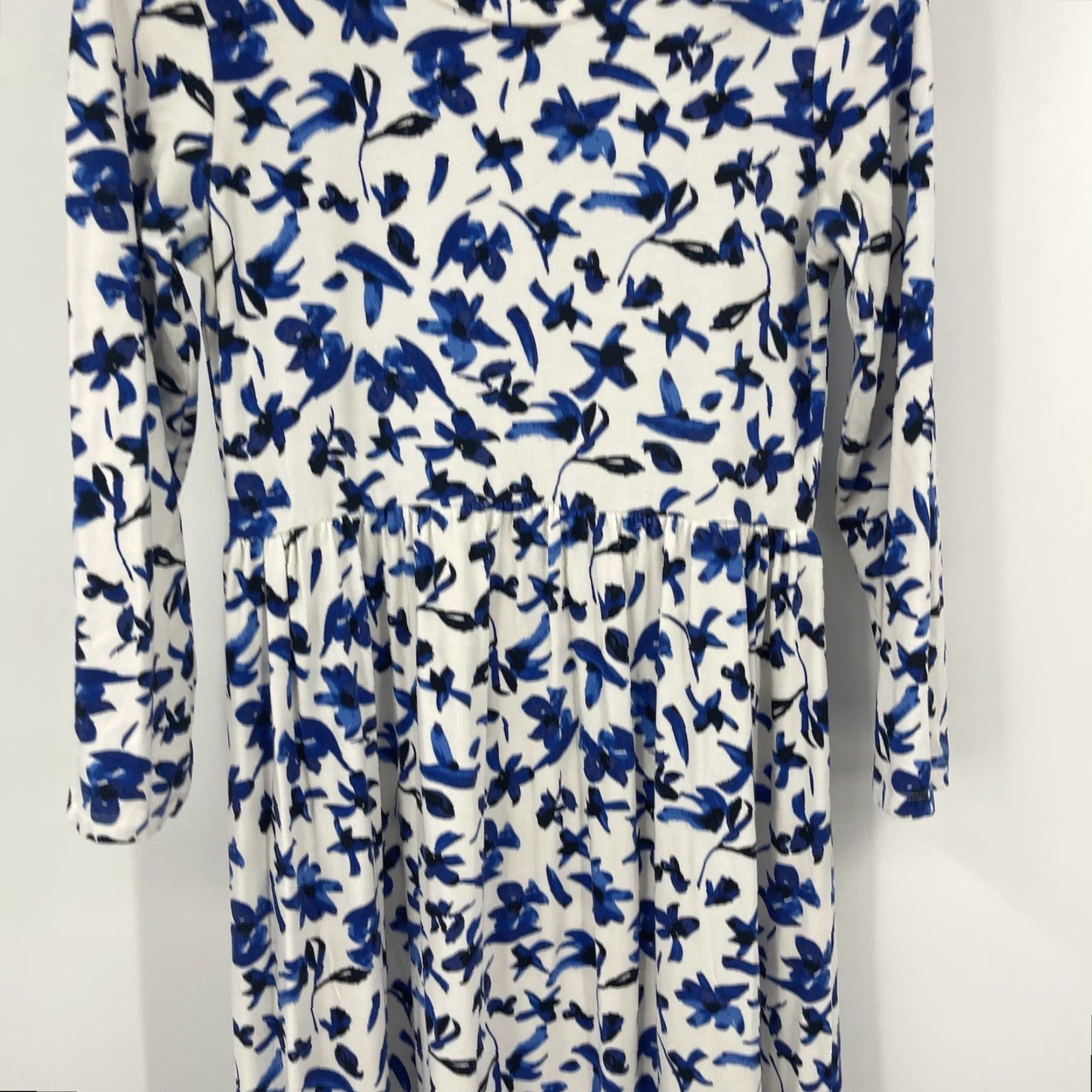 Vintage Sonnet James Women's XS Blue Floral Midi Dress Long Sleeve Scoop Neck Casual Party Cottagecore Size XS / US 0-2 / IT 36-38 - 3 Thumbnail