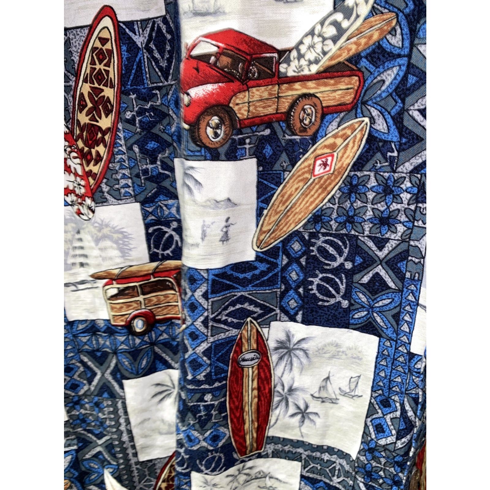 ALOHAS Reebesse Mens Car/Surfboard Print Aloha Hawaiian Shirt L Regular Multicolor Button-Up Short Sleeve Collared Cotton Casual Men Size US L / EU 52-54 / 3 - 5 Thumbnail
