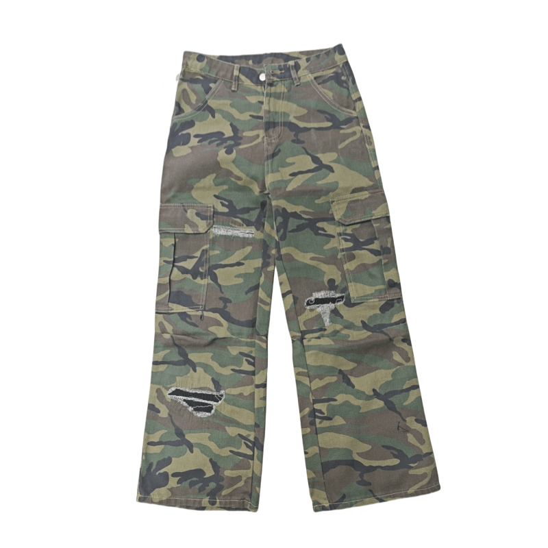 Japanese Brand × Jean Vintage Camouflage Baggy Ripped Cargo Pants Size US 28 / EU 44 - 4 Thumbnail