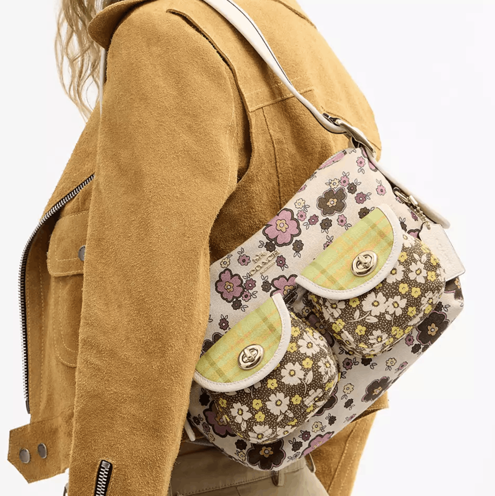 Coach Cargo Shoulder Bag With Floral Print CDW55 Chalk/Daisy Size ONE SIZE - 8 Thumbnail