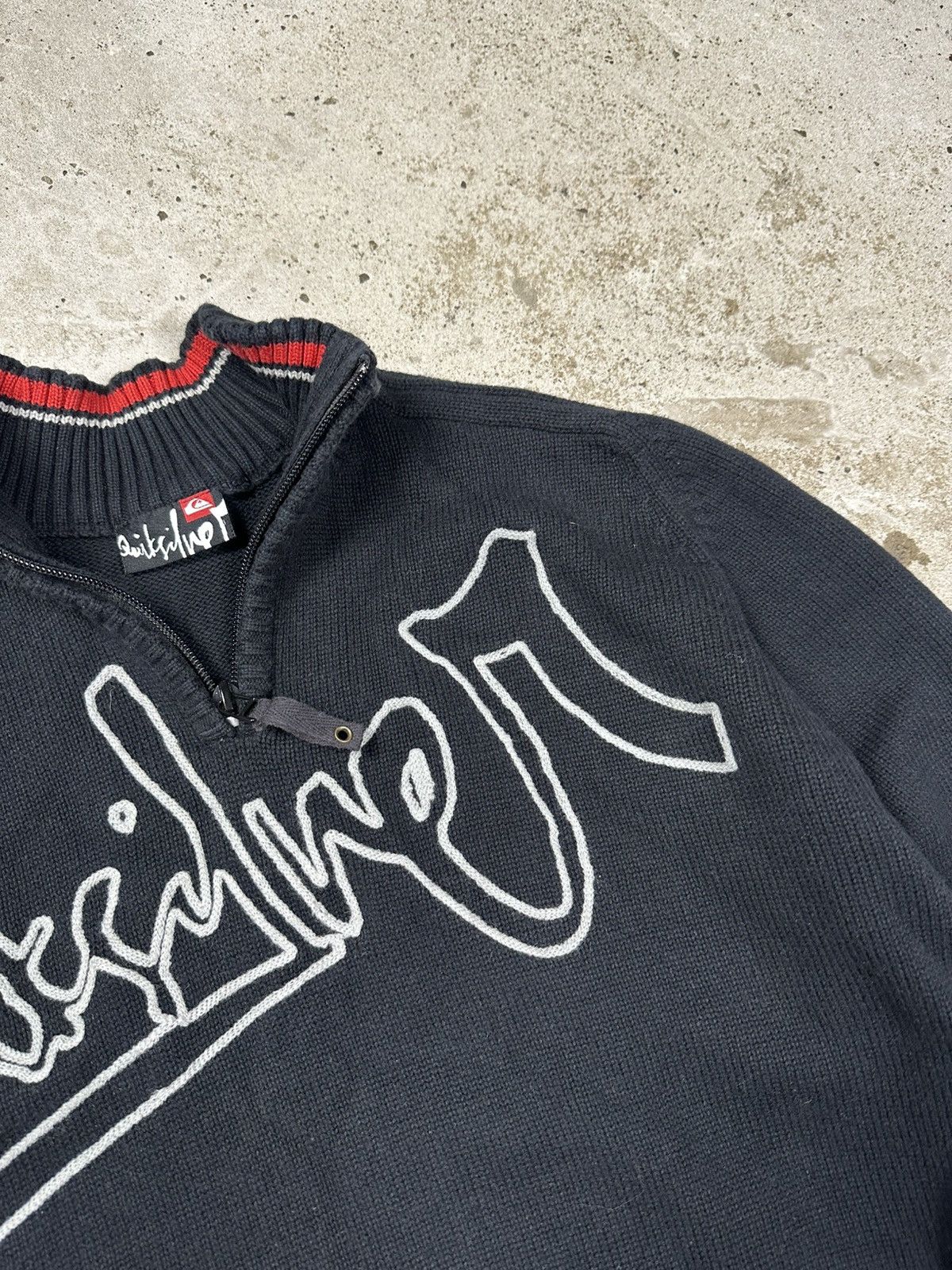 Quiksilver × Vintage Vintage Y2K Quiksilver Black Knit Sweater Embroidery Logo Size US S / EU 44-46 / 1 - 6 Thumbnail