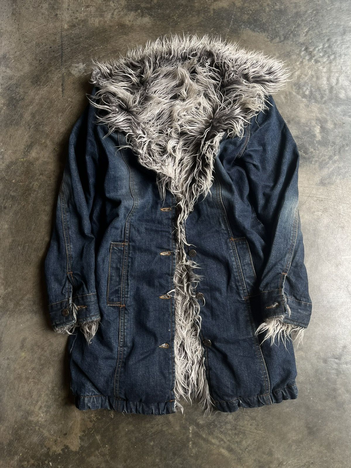 Isamu Katayama Backlash JAPANESE 2000’s CRAZY FUR DENIM JACKET VKEI GOTHIC STYLE Size US S / EU 44-46 / 1 - 10 Thumbnail