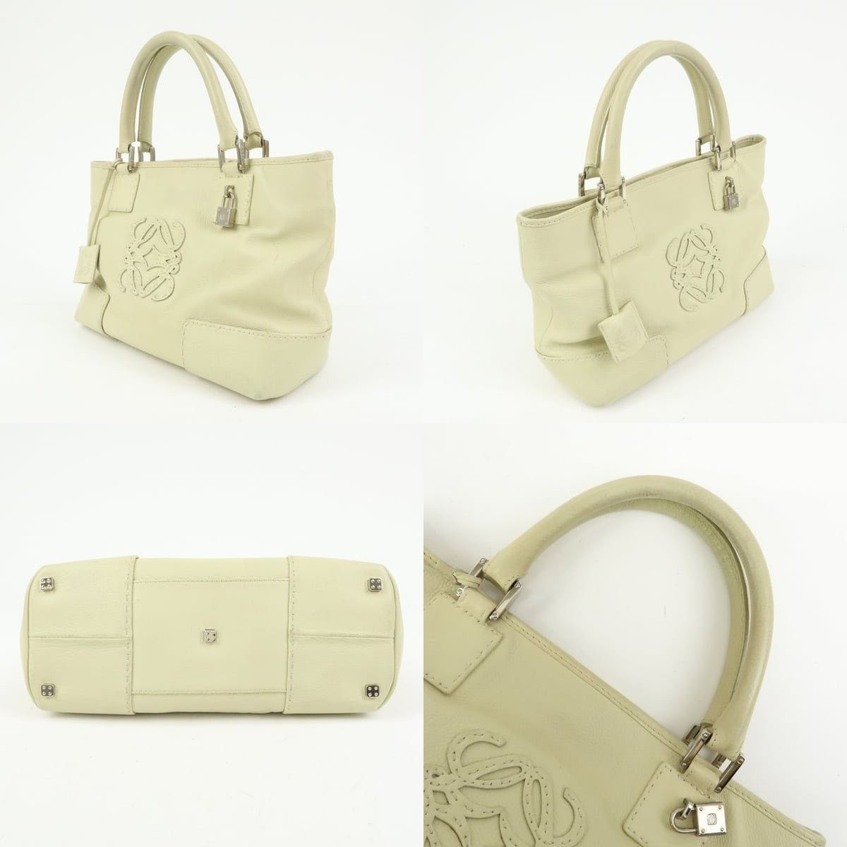 Loewe Loewe Anagram Amazona Leather Top Handle Bag Cream Size ONE SIZE - 3 Thumbnail