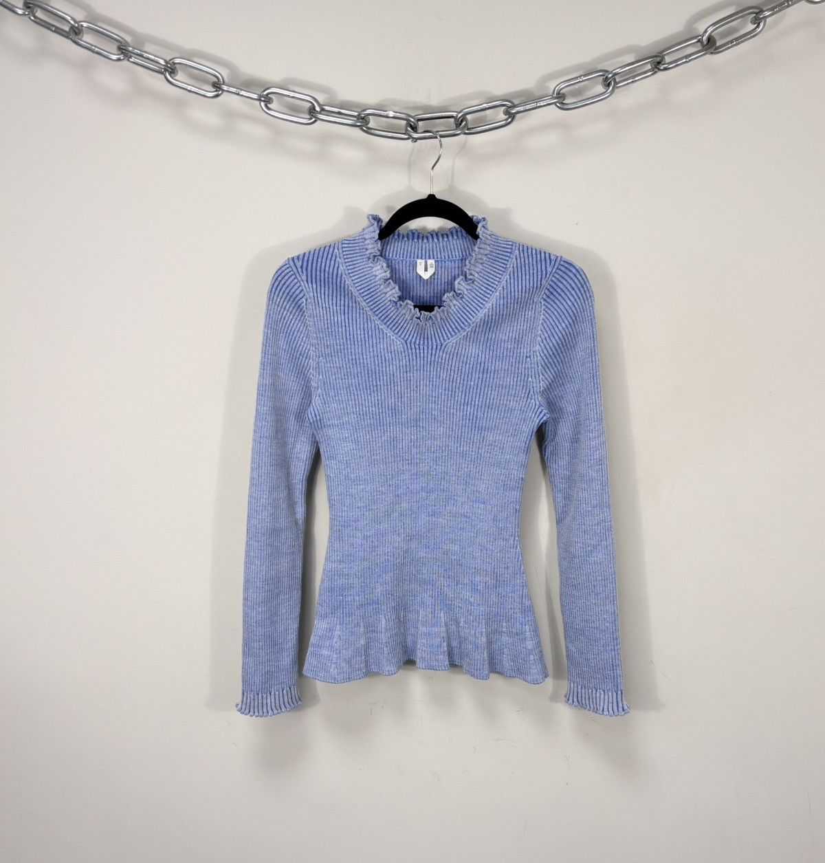 Arket Arket Women’s Scallop Edge Wool Blend Ribbed Knitted Sweater Size S / US 4 / IT 40 - 1 Thumbnail