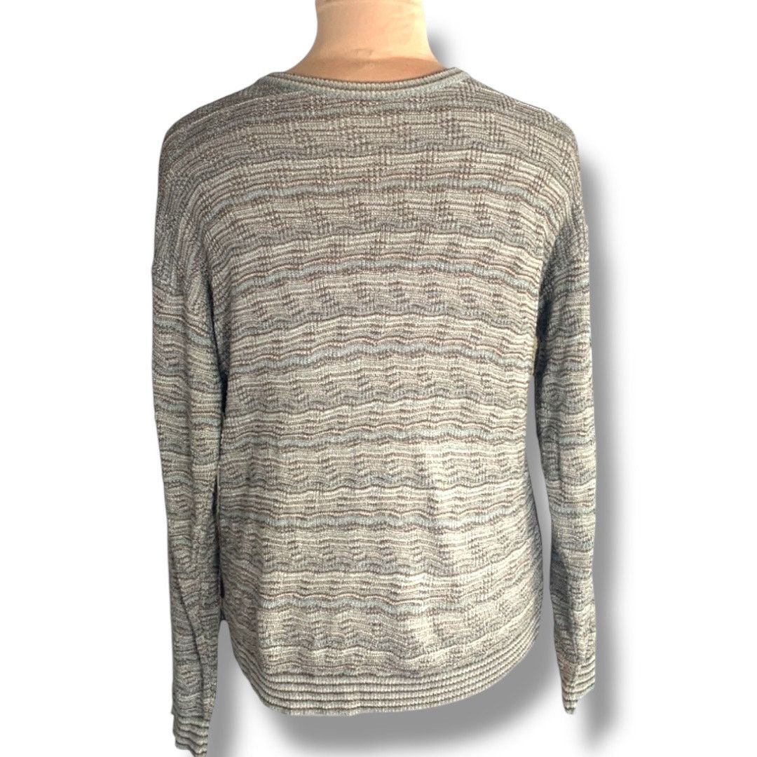 Vintage Vintage 90s Pronto Uomo Sweater Gray Green Wavy Knit Size US L / EU 52-54 / 3 - 1 Thumbnail