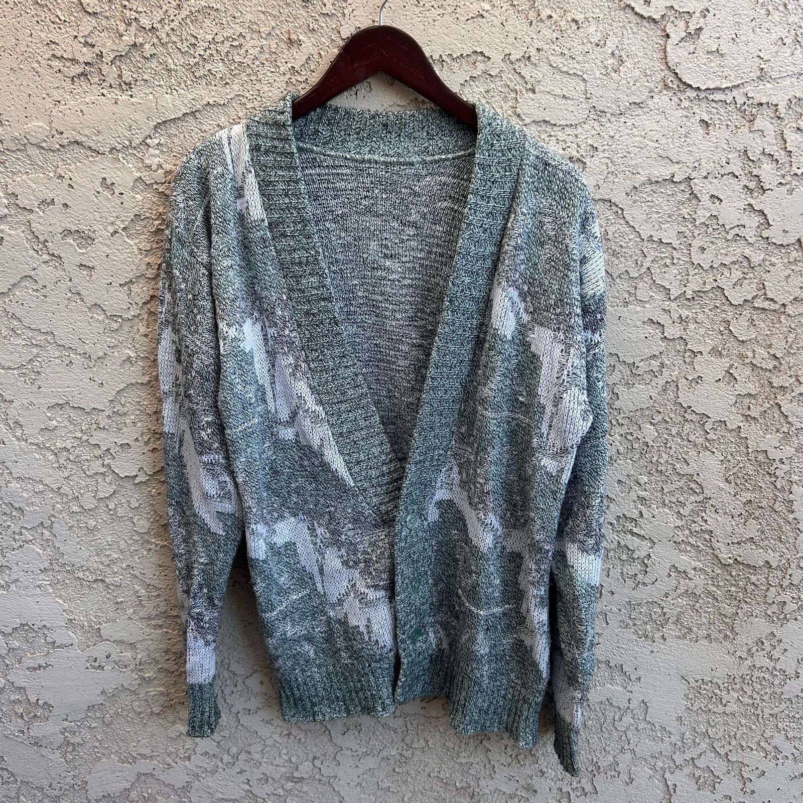 Vintage Vintage Knit Geometric Grandpa Cardigan Sweater Size US M / EU 48-50 / 2 - 1 Thumbnail