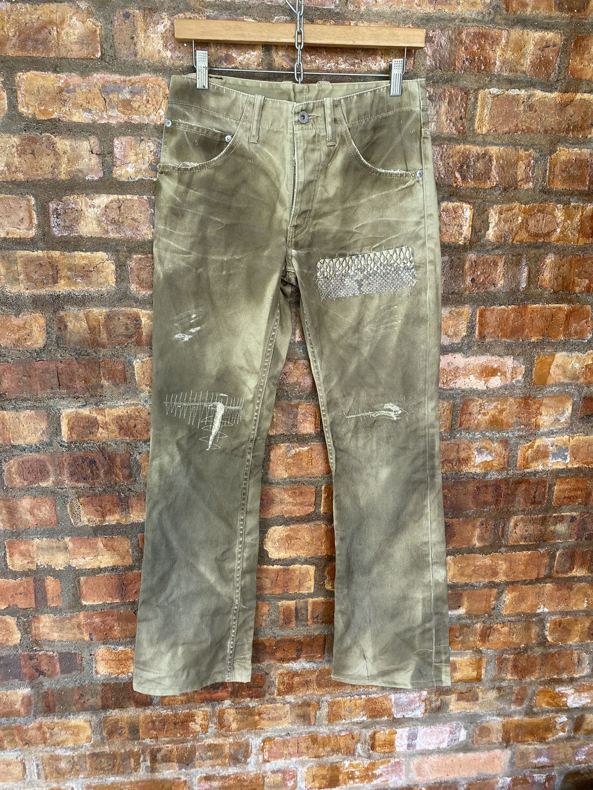 Isamu Katayama Backlash Isamu Katayama Backlash Rusty Leather trim Flare Pants Size US 29 - 2 Thumbnail