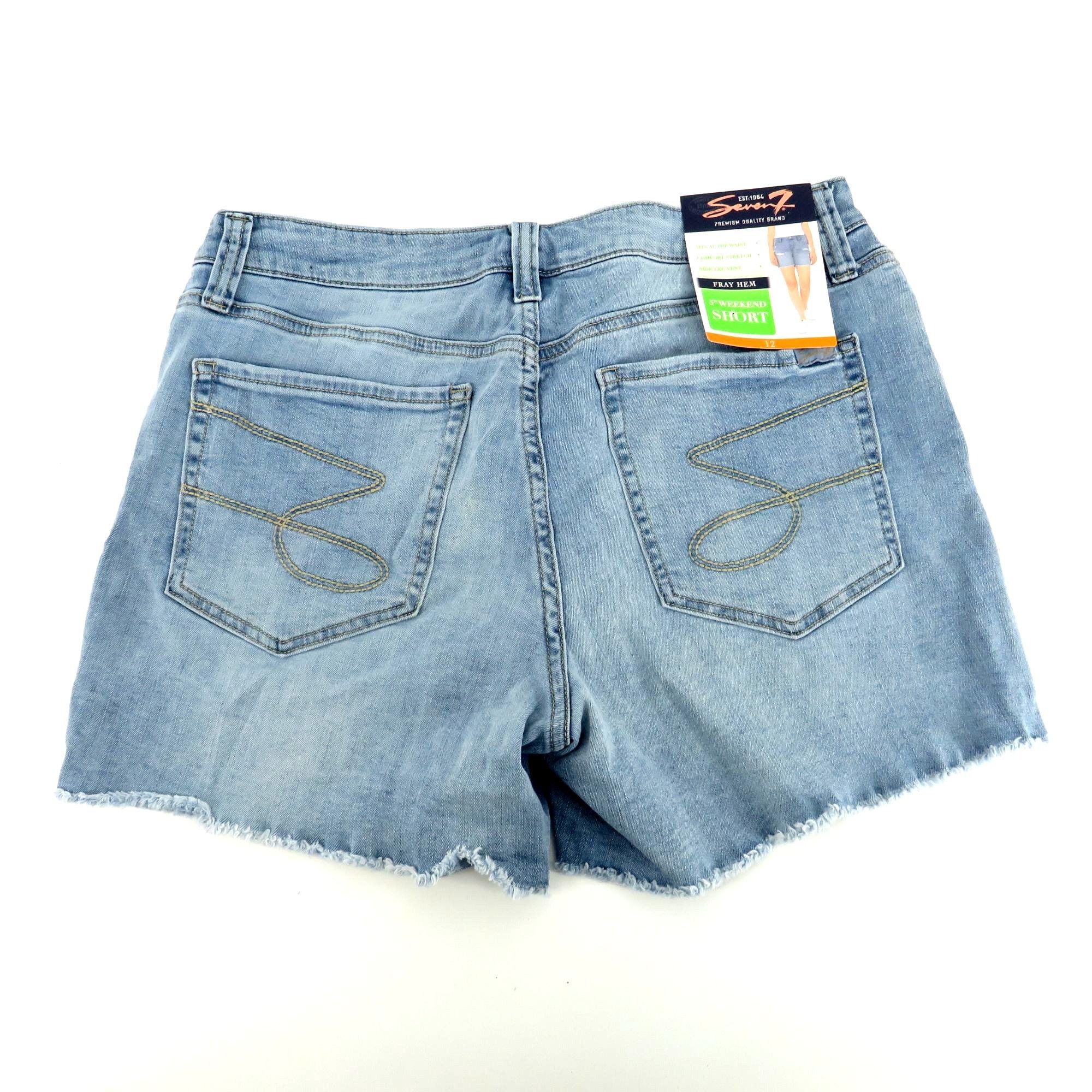 Other Seven7 Womens 5" Weekend Shorts 12 Distressed Denim Fray Hem Size 34" / US 12 / IT 48 - 1 Thumbnail
