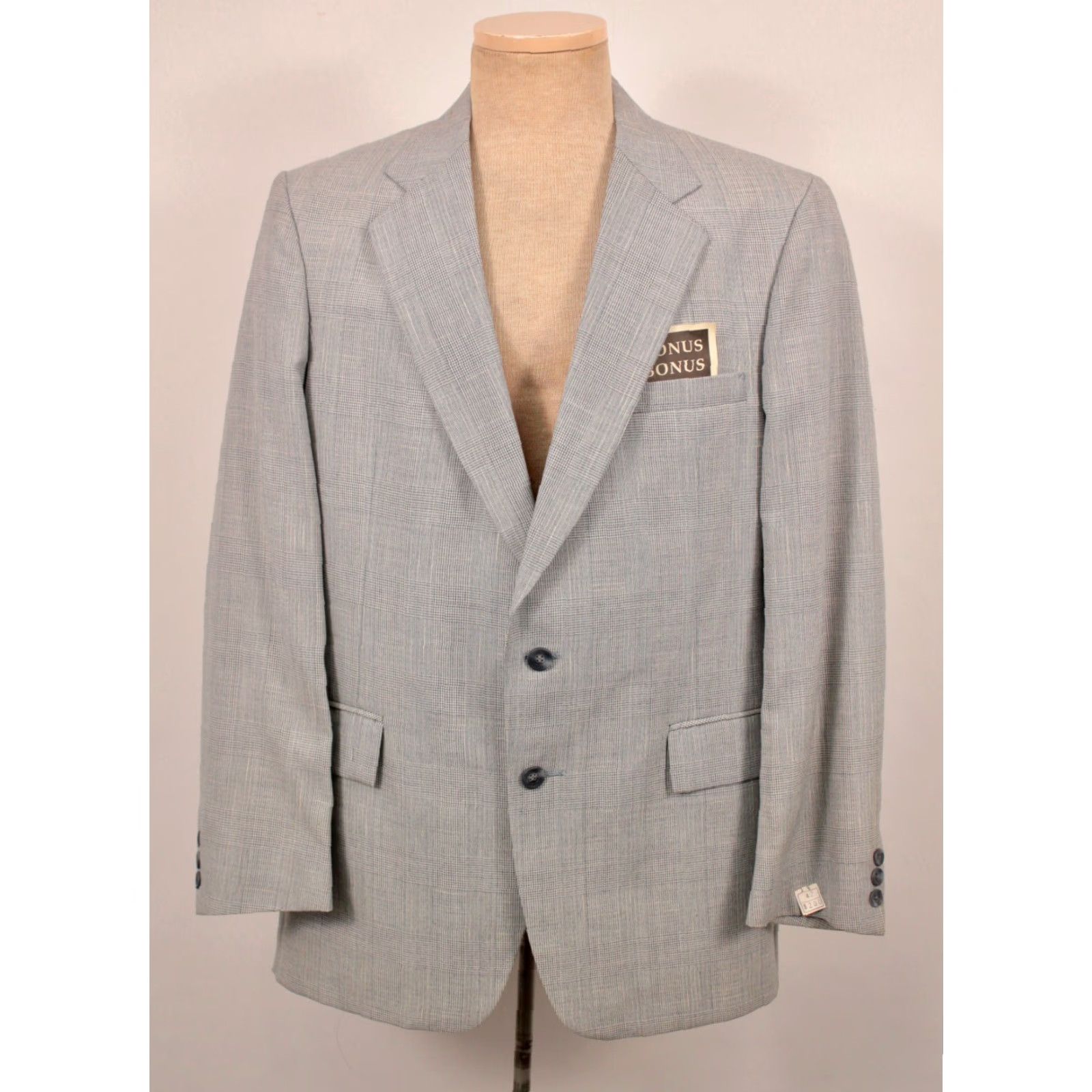 Vintage Mens VTG 70s 2 PC Blue Plaid Leisure Suit Sz 42 1970s Disco Polyester Blend Size 42R - 3 Thumbnail