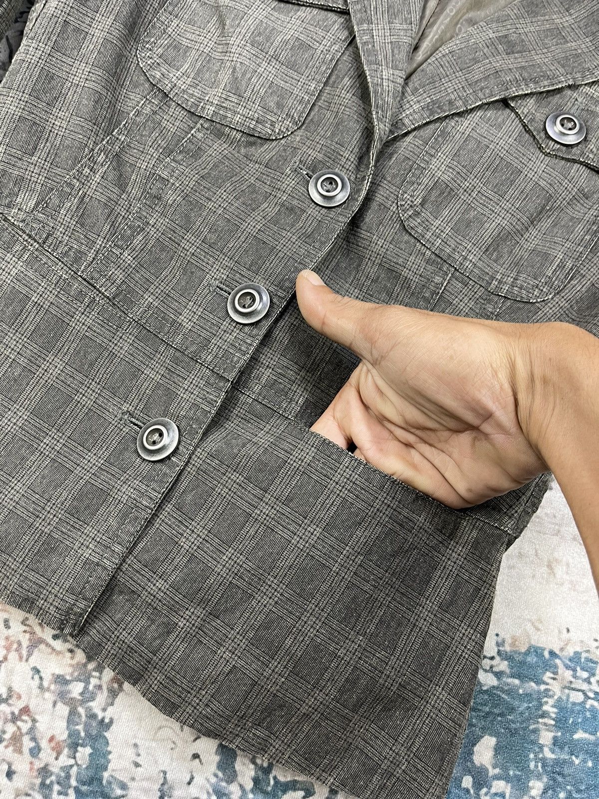 Adolfo Dominguez Adolfo Dominguez Checked Boucle Cut-Out Jackets Size XS / US 0-2 / IT 36-38 - 10 Thumbnail