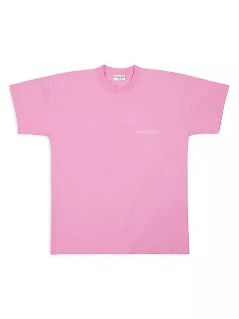 image of Balenciaga O1Mt1Gz0424 Turn Medium Fit T-Shirt In Pink, Women's (Size XS)