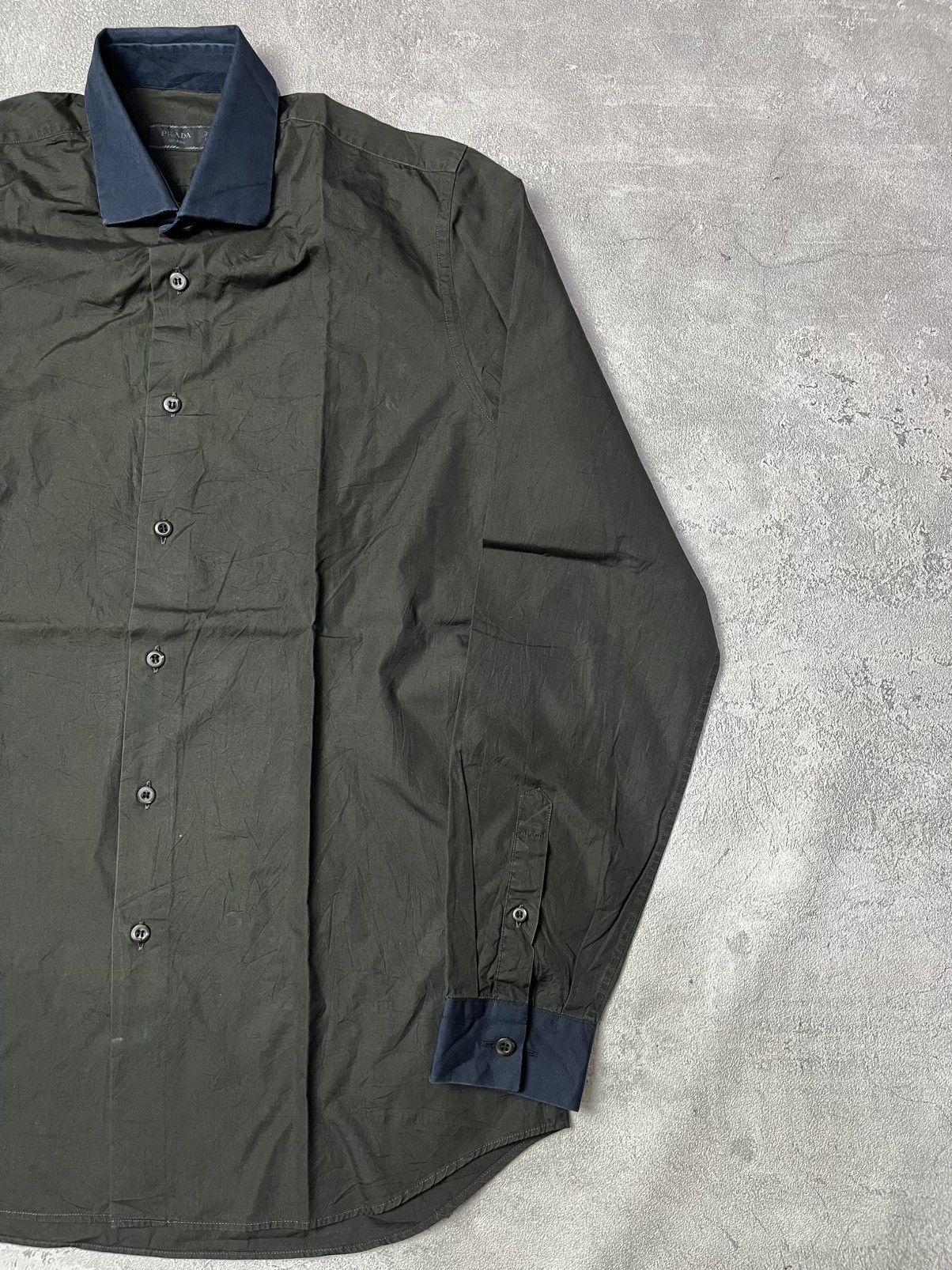 Prada Prada Milano Button Up Olive / Navy Size US M / EU 48-50 / 2 - 2 Thumbnail