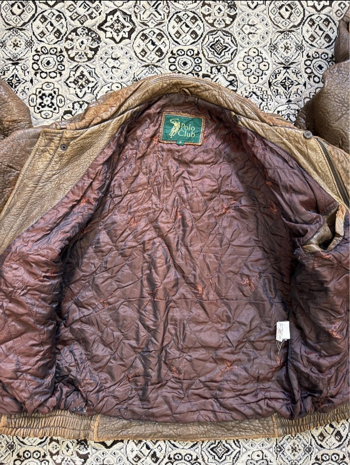 Beverly Hills Polo Club Rare 90 Polo Club Cowhide Leather Jacket Heavy NaturalPatina Size US XL / EU 56 / 4 - 9 Thumbnail