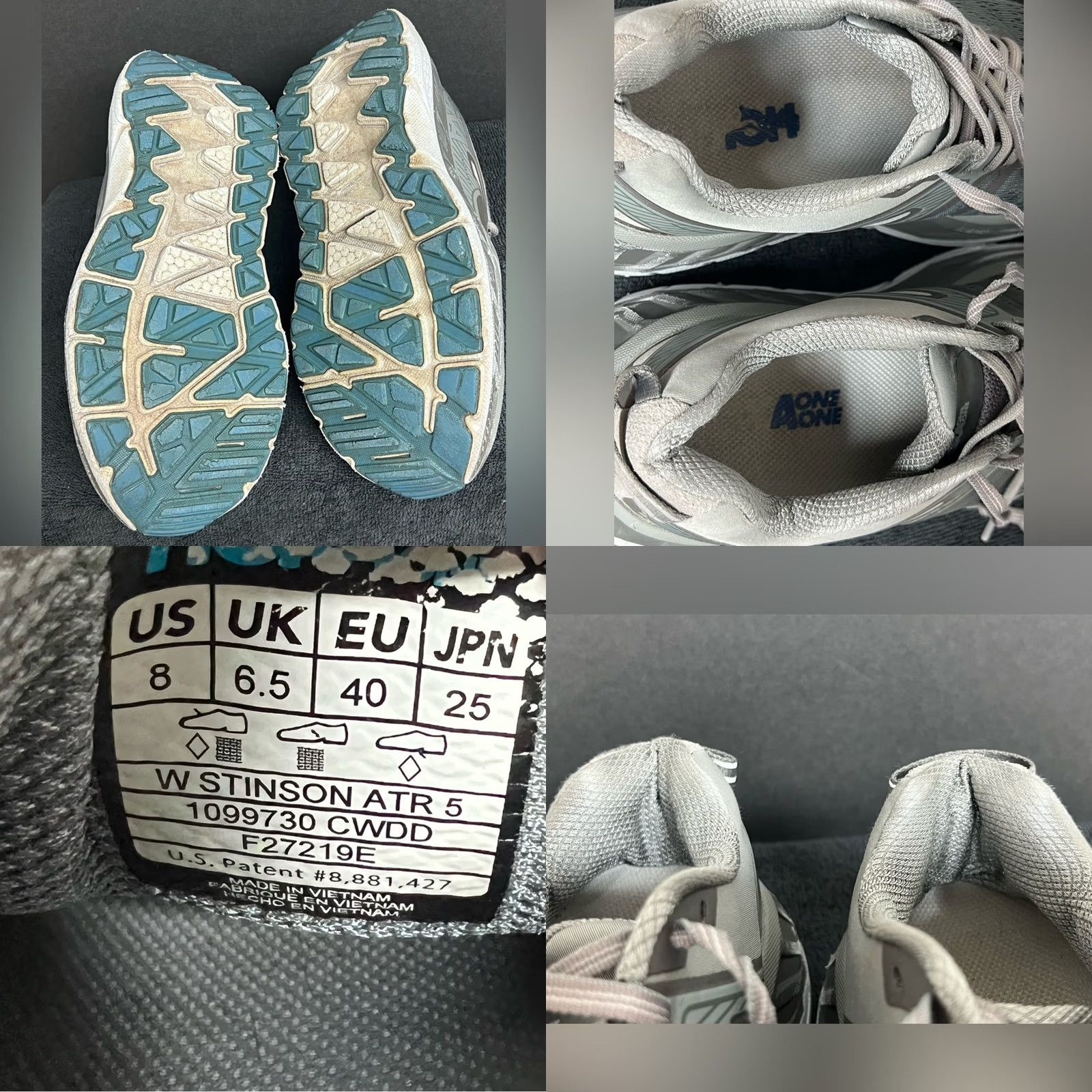 Vintage Hoka One One Stinson ATR 5 Sneakers Women's 8 Gray CWDD 1099730 Trail Size US 8 / IT 38 - 8 Thumbnail