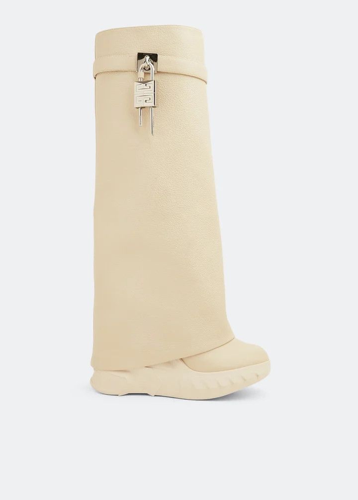 Givenchy o1n1vont0326 Shark Lock Biker Boots in White Size US 7 / IT 37 - 1 Thumbnail