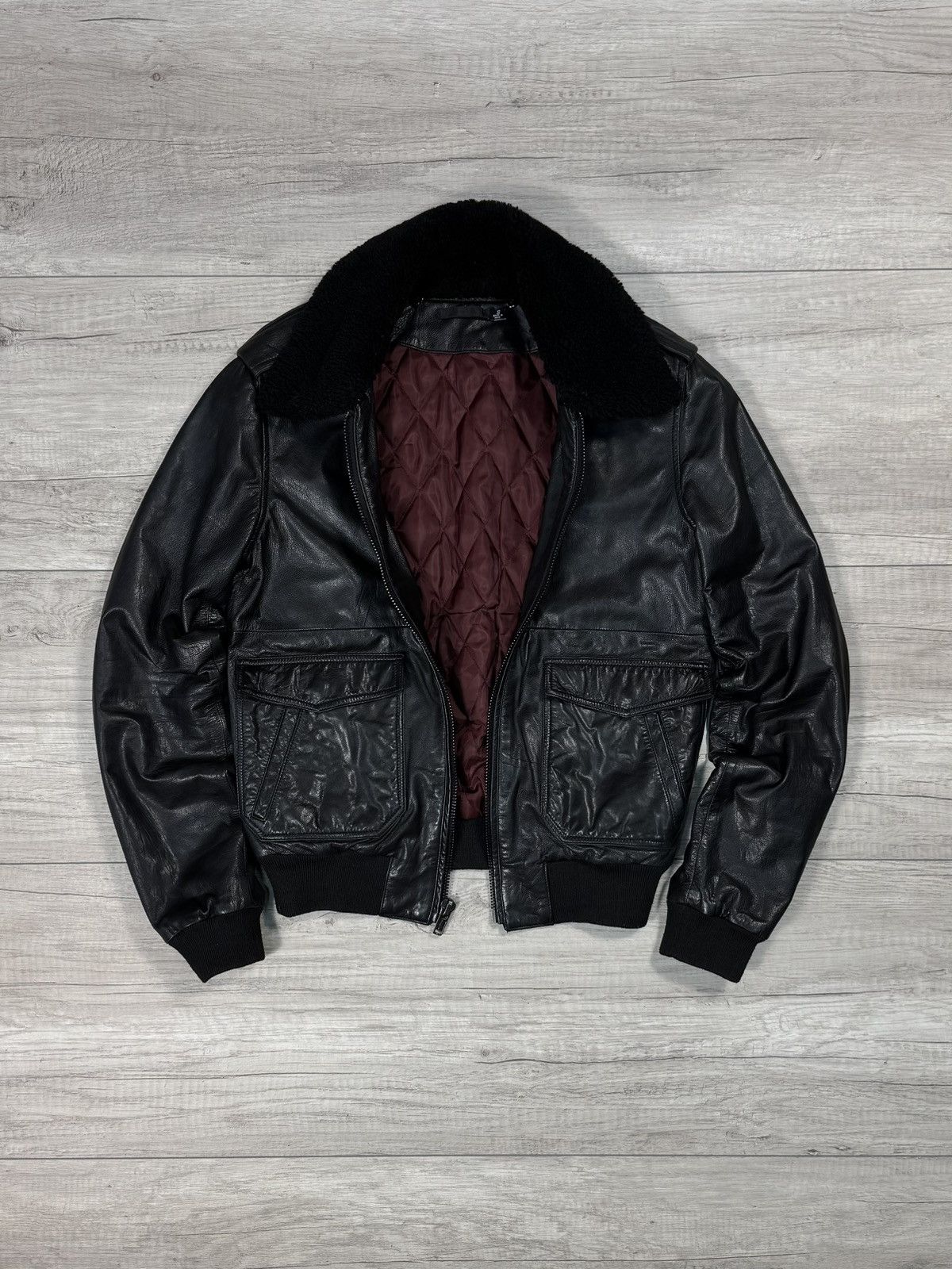 Blk Dnm BIk Dm Leather Flight Pockets Black Jacket Size S Size S / US 4 / IT 40 - 1 Thumbnail