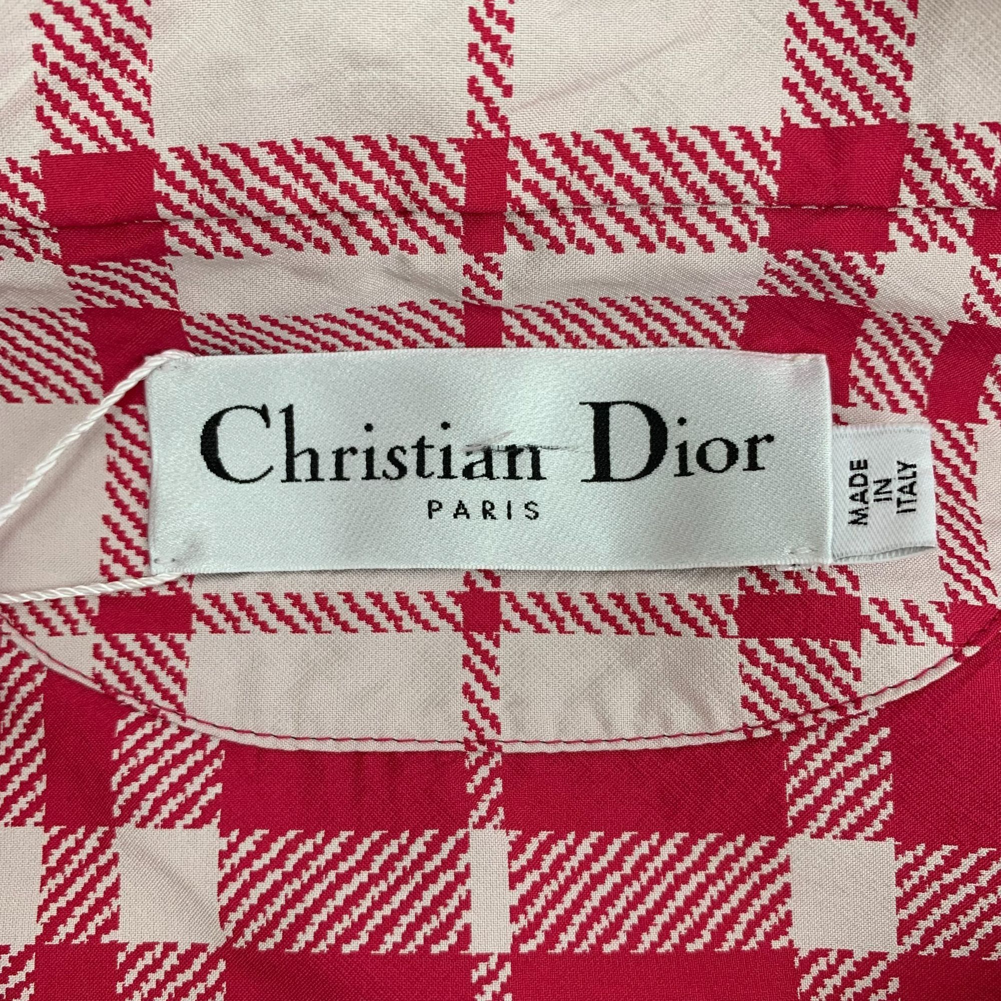 Dior Christian Dior Red Plaid Half-Zip Drawstring Cotton Hoodie ( Size XS / US 0-2 / IT 36-38 - 2 Thumbnail