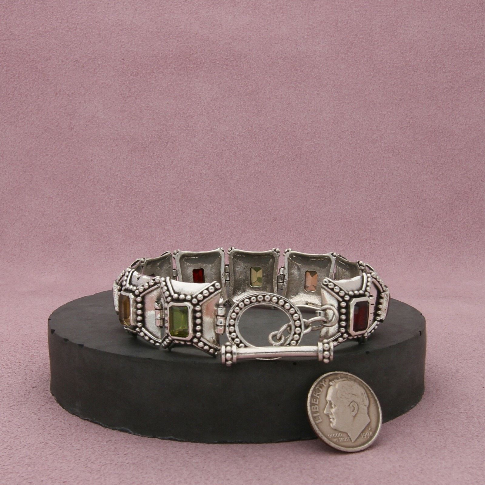 Sterling Silver sterling silver garnet amethyst toggle bracelet size 6.75in Size ONE SIZE - 2 Thumbnail