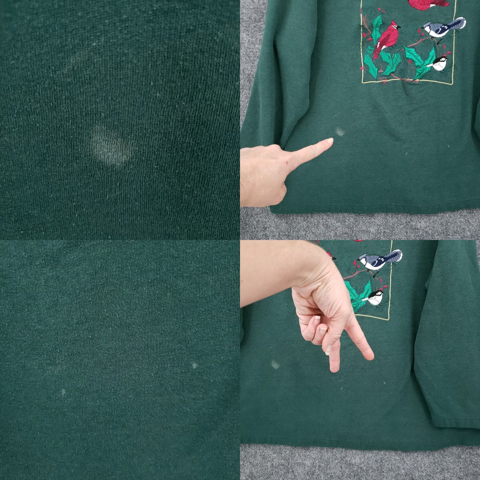 Vintage VINTAGE Nutcracker Sweatshirt Womens 1X Plus Green Embroidered Bird Fleece 90s Size XL / US 12-14 / IT 48-50 - 8 Thumbnail