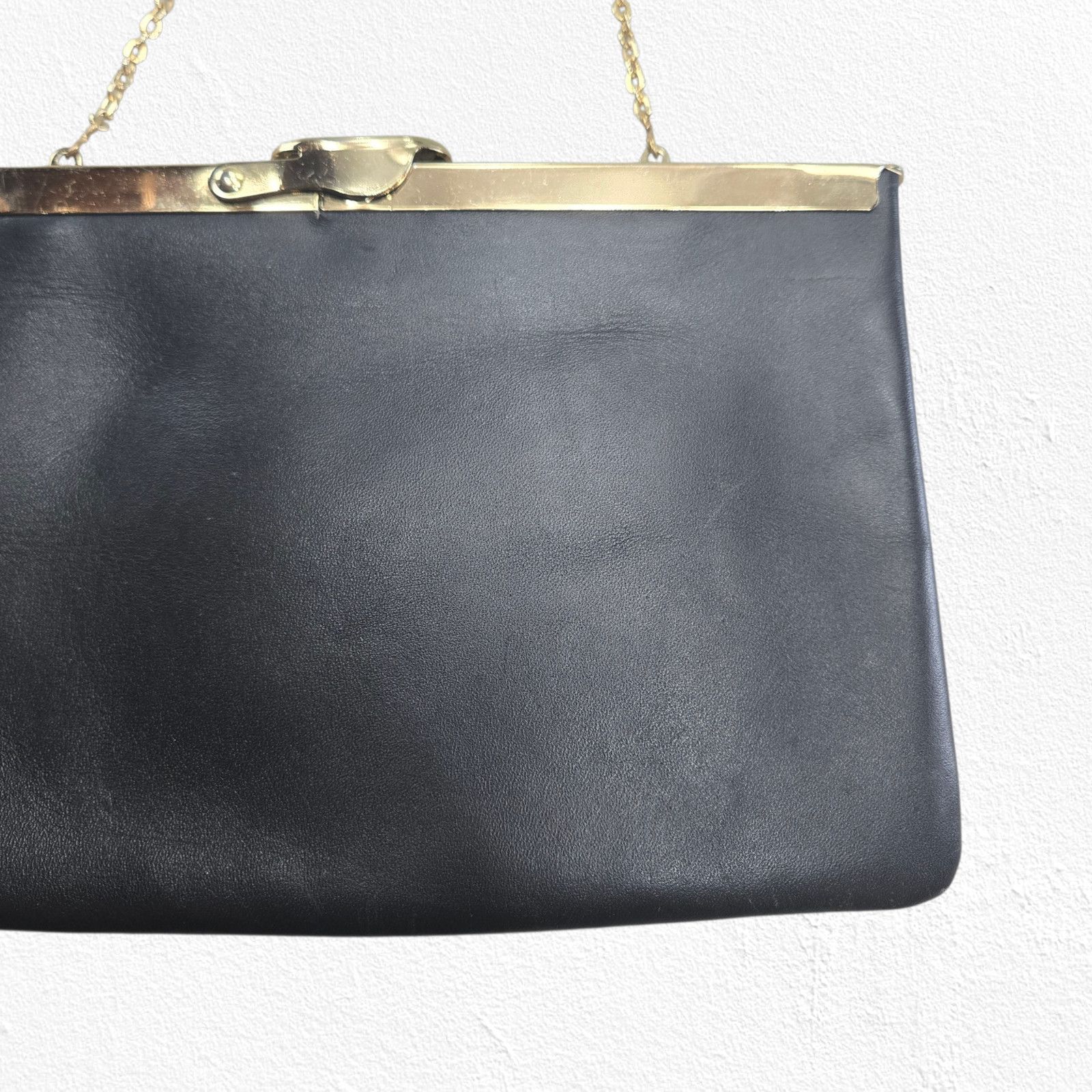 Vintage Vintage 1950s Black Leather Frame Evening Bag Size ONE SIZE - 6 Thumbnail