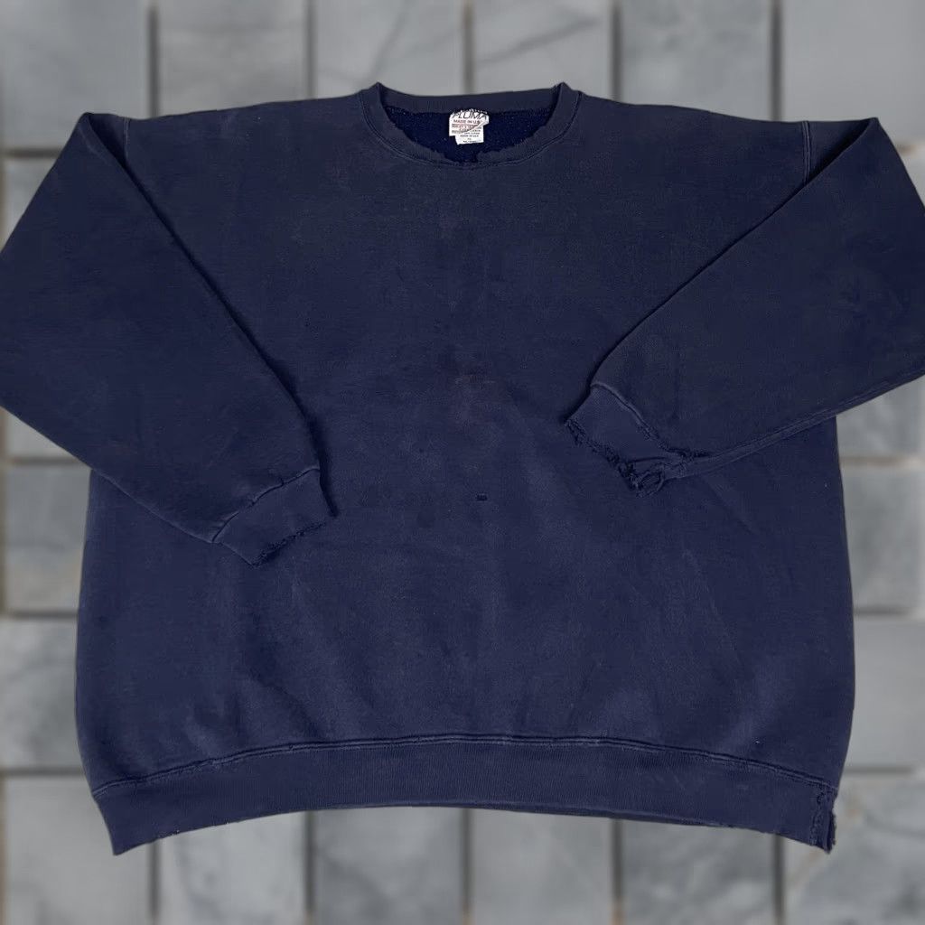 Vintage VINTAGE Pluma Sweatshirt Men's XL Blue Heavyweight Fleece Distressed 90s Crew Neck Blue Pullover Sweatshirt Size US XL / EU 56 / 4 - 1 Thumbnail