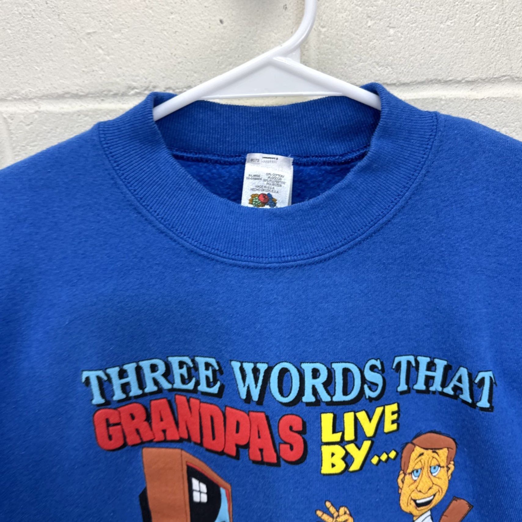 Fruit Of The Loom VINTAGE 90's Grandpa Graphic Sweatshirt XL Blue Crewneck Humor Mens Size US XL / EU 56 / 4 - 5 Thumbnail