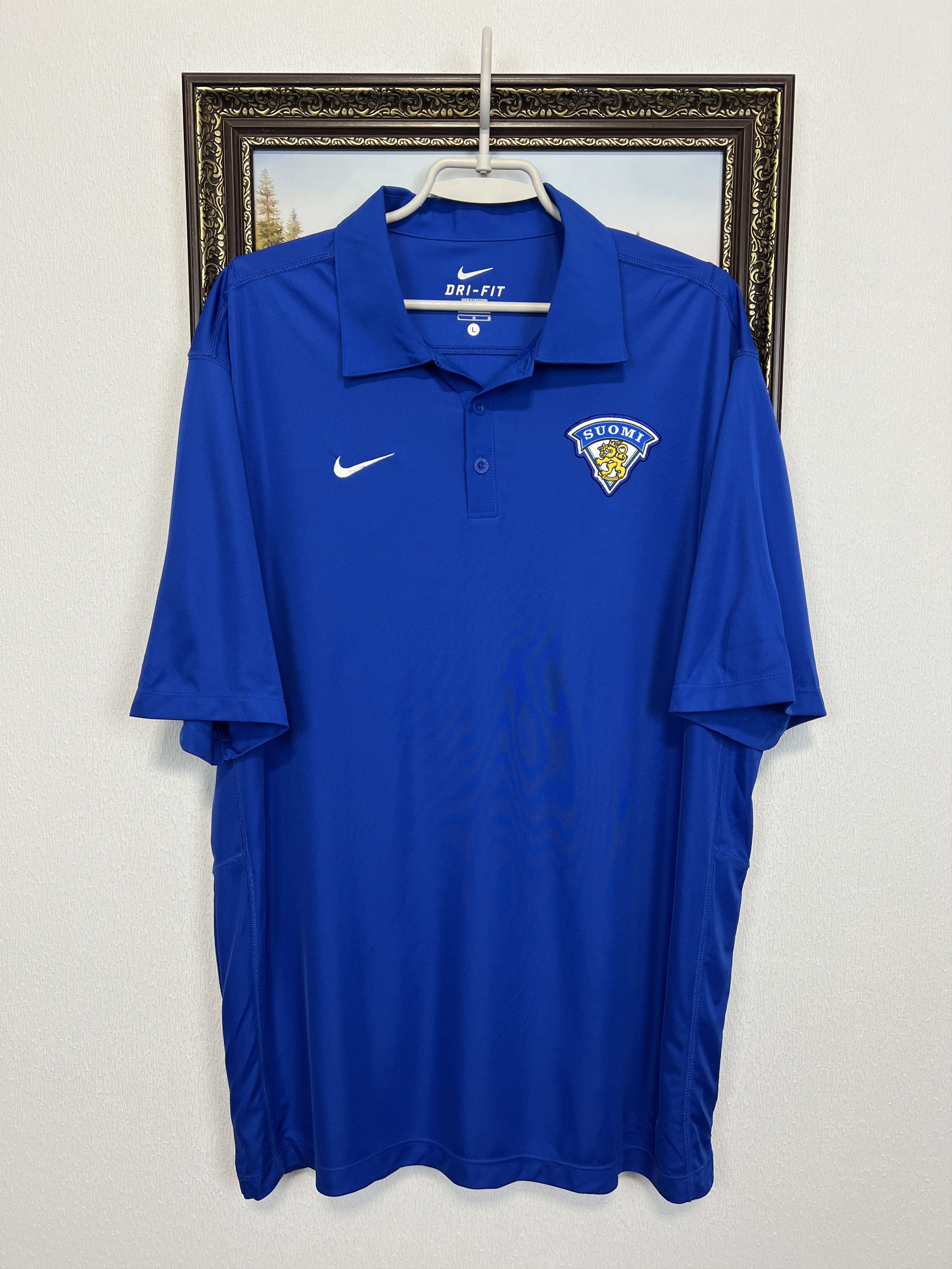 Nike Finland Ice Hockey National Team Polo Shirt Jersey Trikot Size US L / EU 52-54 / 3 - 1 Thumbnail