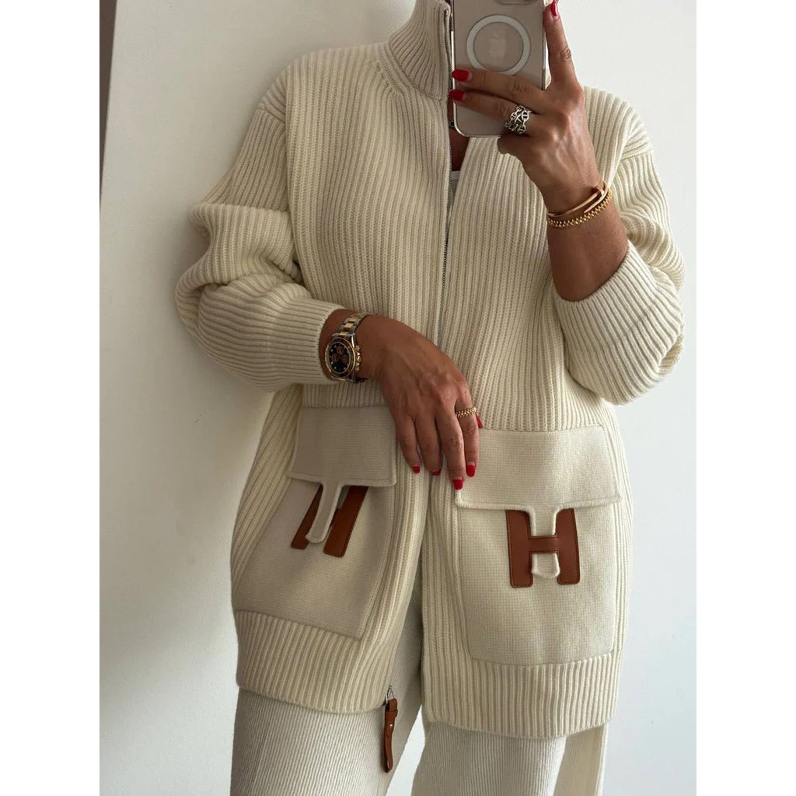 Hermes Zip Up Zipper Cardigan Sweater Wool Knit Jacket 38 Size XS / US 0-2 / IT 36-38 - 7 Thumbnail