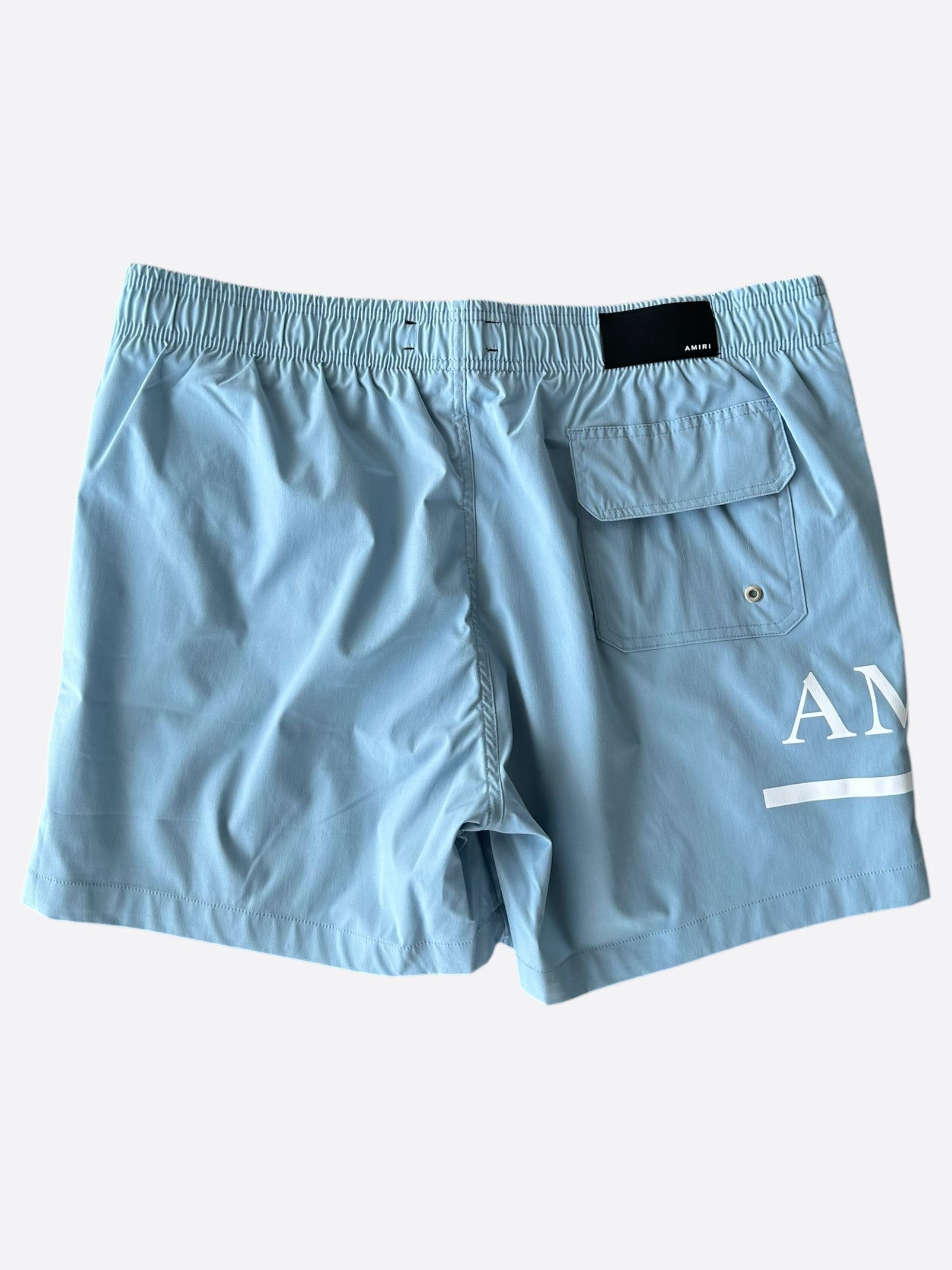 Amiri Amiri Blue & White MA Bar Logo Swimshorts Size US 28 / EU 44 - 2 Thumbnail