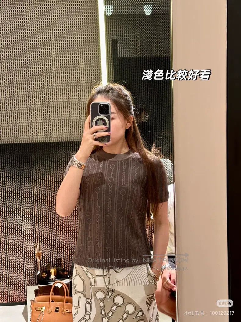 Hermes Hermes Caramel 3D Knit Pattern Short Sleeve T-Shirt Size XS / US 0-2 / IT 36-38 - 5 Thumbnail