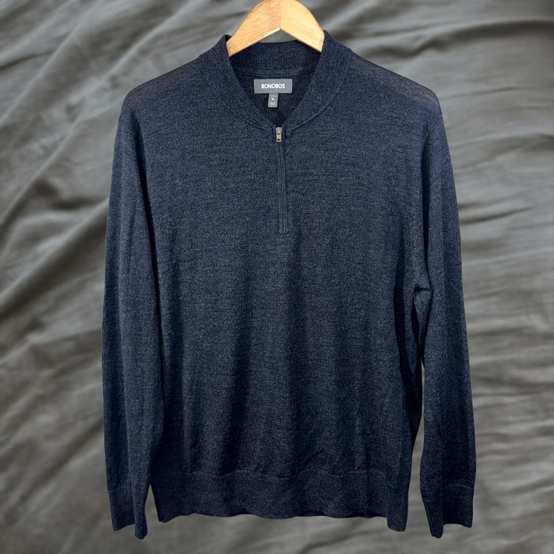 Bonobos Bonobos Sweater Mens XL Gray Half Zip Slim Fit Merino Wool Silk Blend Pullover Size US XL / EU 56 / 4 - 1 Thumbnail