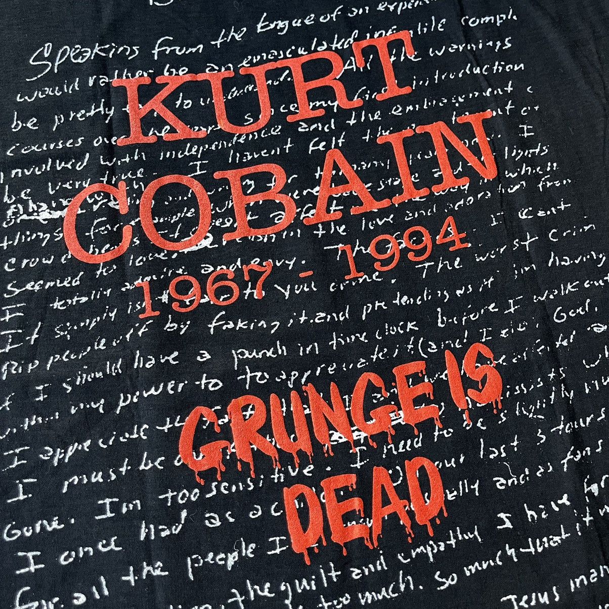 Band Tees × Nirvana × Vintage 1990s Nirvana Crying Kurt Cobain Grunge Is Dead T-Shirt Size US L / EU 52-54 / 3 - 5 Thumbnail