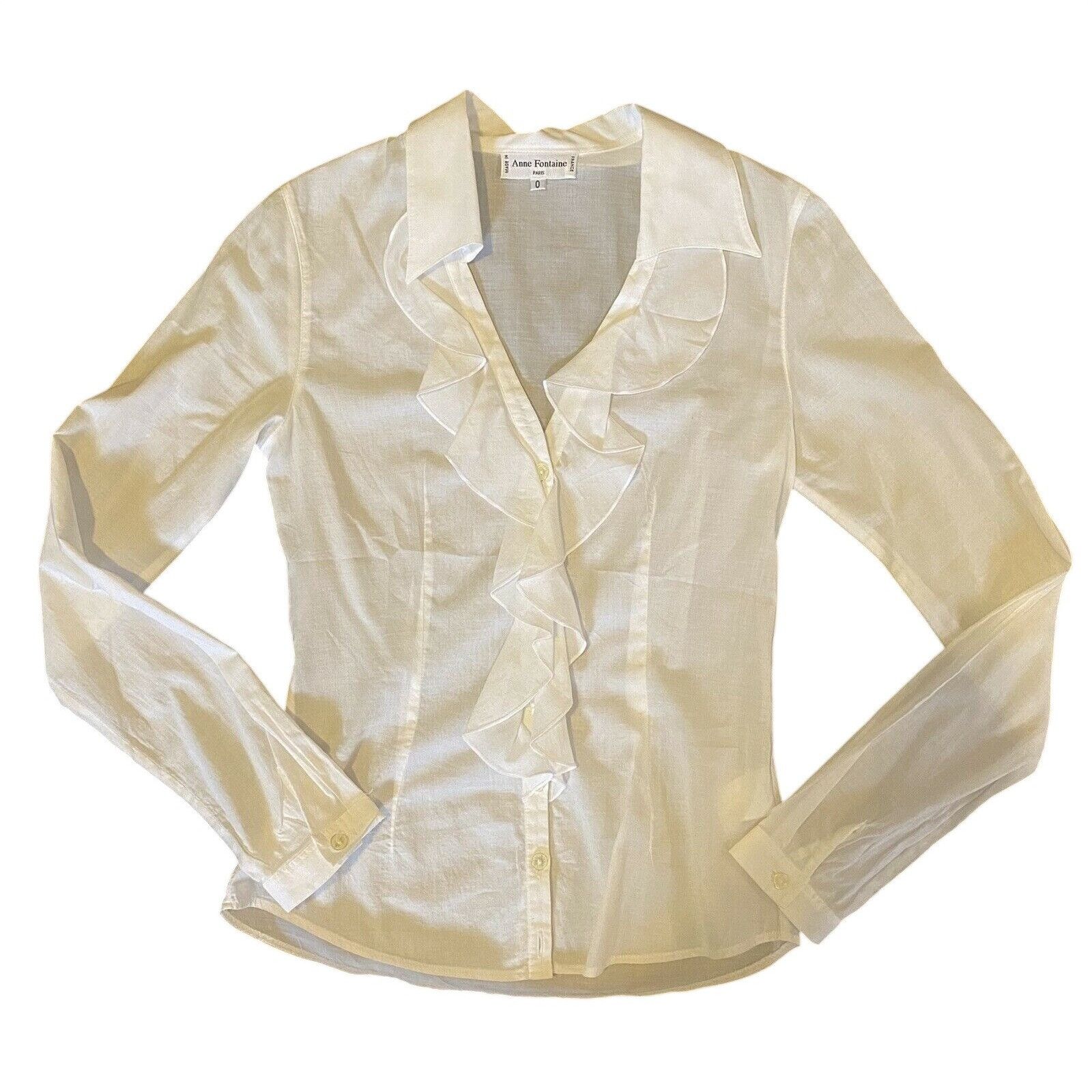 ANNE FONTAINE New $430 Anne Fontaine 0 XS White Sheer Voile Blouse Shirt T Size XS / US 0-2 / IT 36-38 - 1 Thumbnail