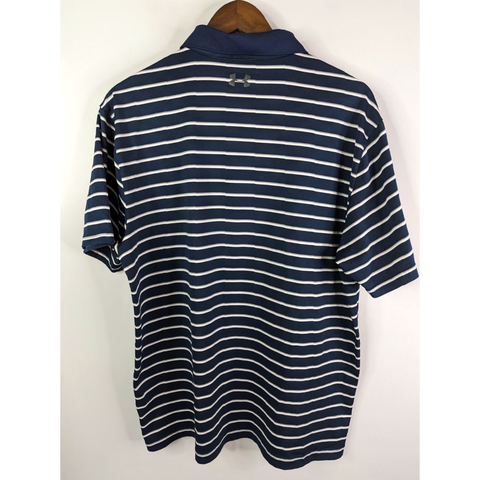 Under Armour Under Armour Heatgear Striped Golf Polo Performance Shirt XL Blue White 1342082 Size US XL / EU 56 / 4 - 4 Thumbnail