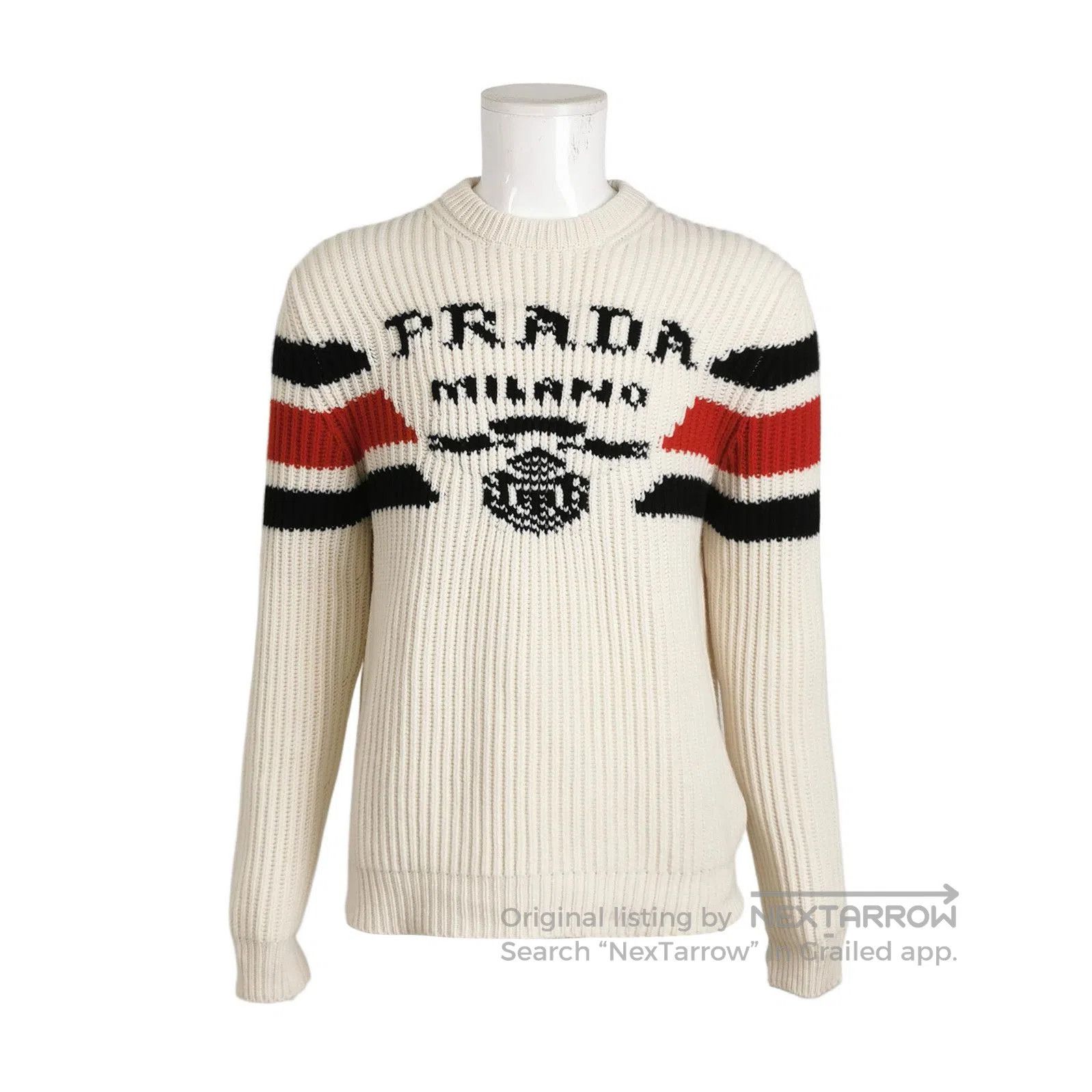 Prada Prada Logo Crewneck Sweater in Cashmere . Size L / US 10 / IT 46 - 1 Thumbnail