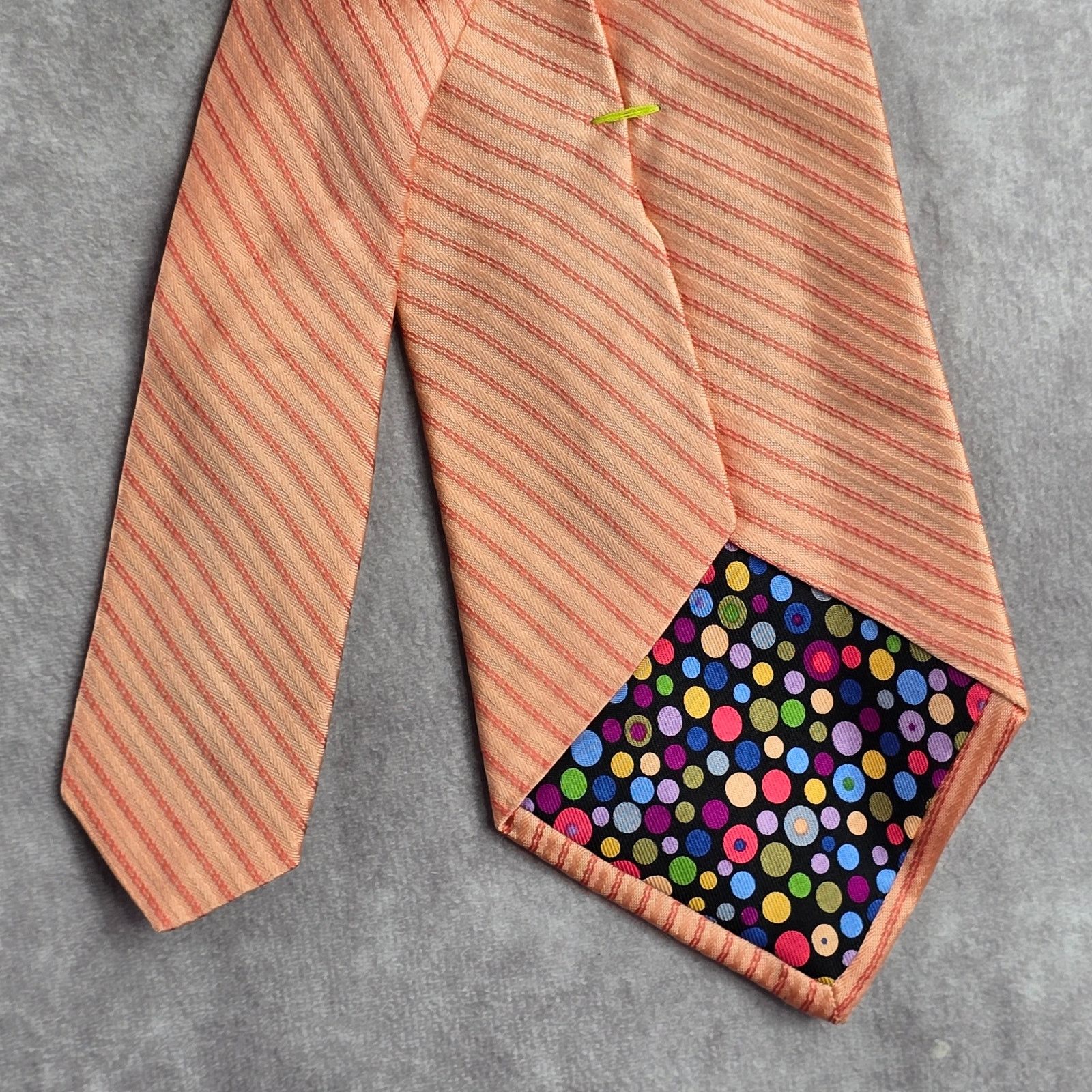 Other City of London Orange Stripe Geometric 100% Silk Neck Tie Size 30 - 6 Thumbnail