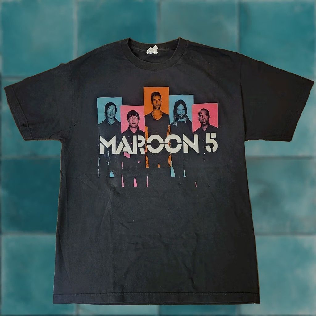 Doublet Maroon 5 Band Mens Black T-Shirt L Crew Neck Short Sleeve Double-Sided Logo 2013 Tour Neon Trees Owl City Concert Sz L Mens Size US L / EU 52-54 / 3 - 1 Thumbnail