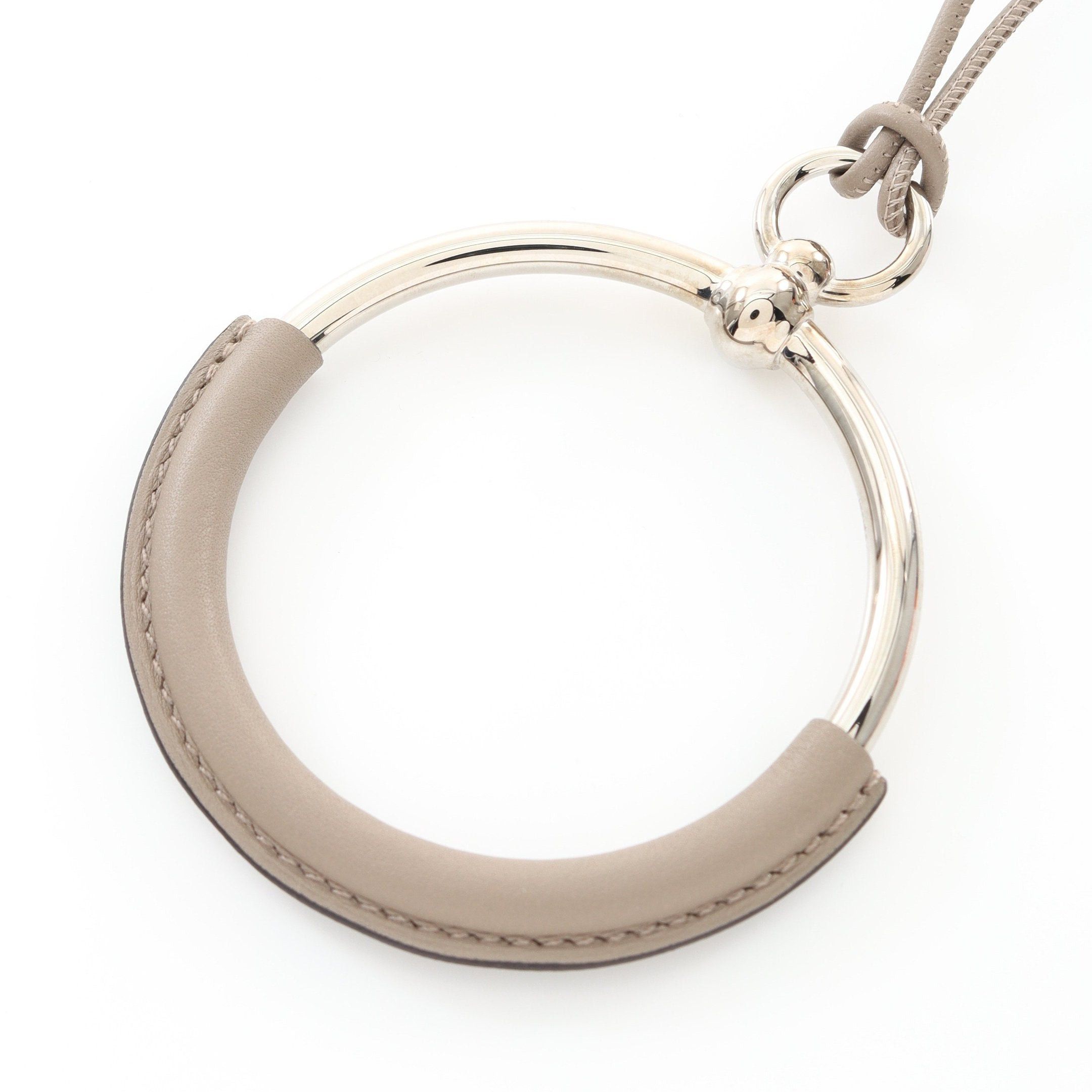 Hermes Hermes Loop Gran Necklace Leather Gray Brown Silver Size ONE SIZE - 1 Thumbnail